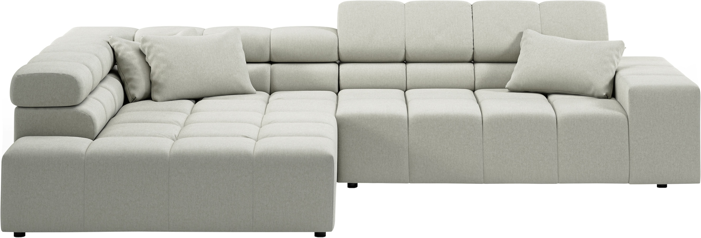 INOSIGN Ecksofa »Ancona incl. Kopfteilverstellung, Zierkissen Breite 319cm, L-Form«, wahlweise motorische Sitztiefenverstellung, auch in Cord + Easy Care