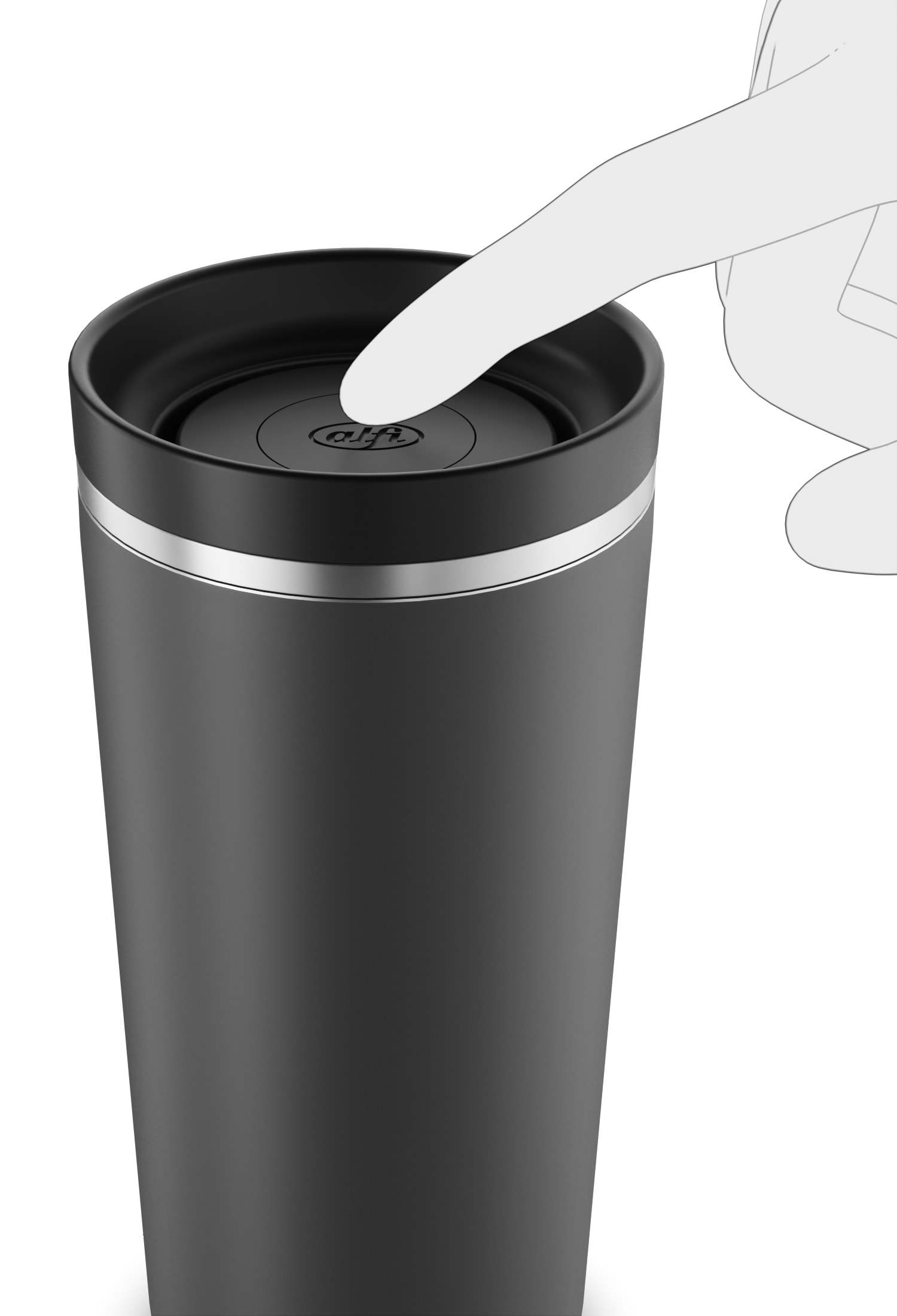 Alfi Thermobecher »ISO COFFEE MUG PRO, absolut dicht, spülmaschinenfest« 0,38l, 6h heiß & 12h kalt, mit Druckknopf & Teebeutel-Aufhänger