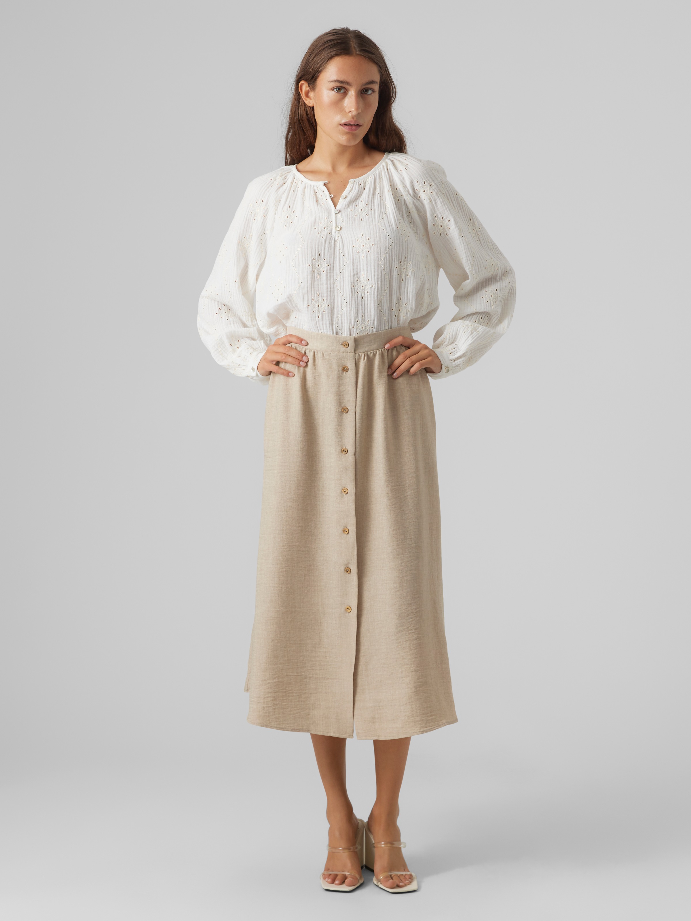 Thumbnail - Vero Moda Maxirock "VMMELANEY HW BUTTON CALF SKIRT WVN NOOS"