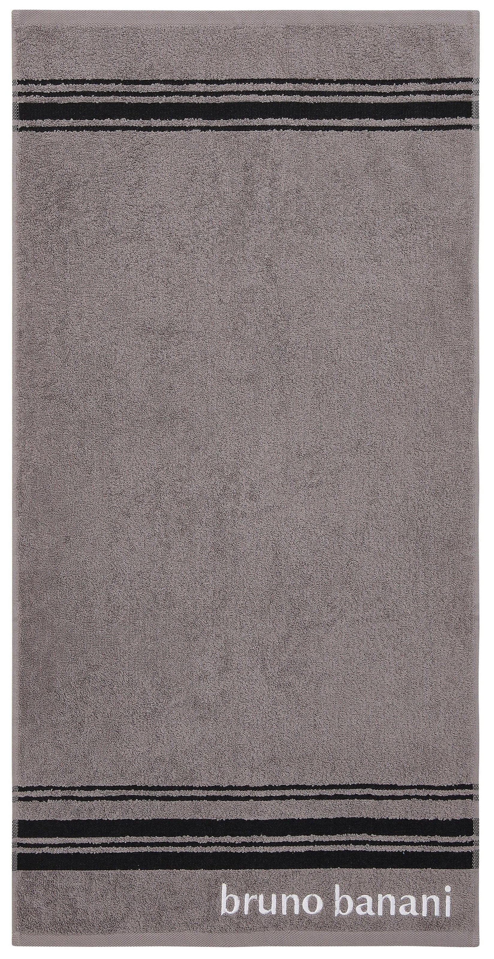 Bruno Banani Handtuch Set »Daniel, 1 Duschtuch 70x140, 2 Handtücher 50x100, 2 Gästetücher 30x50«, Set, 5 tlg., Walkfrottee, Streifen-Bordüre & Markenlogo, 100% Baumwolle