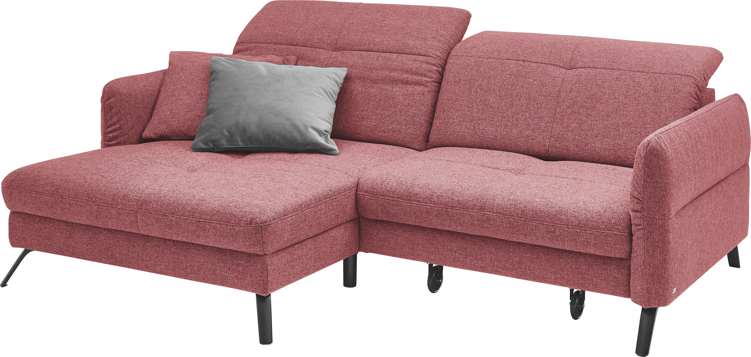 set one by Musterring Ecksofa »SO 4400 V«, wahlweise mit motorischer Bettfunktion & Kopfverstellung, Fuß schwarz