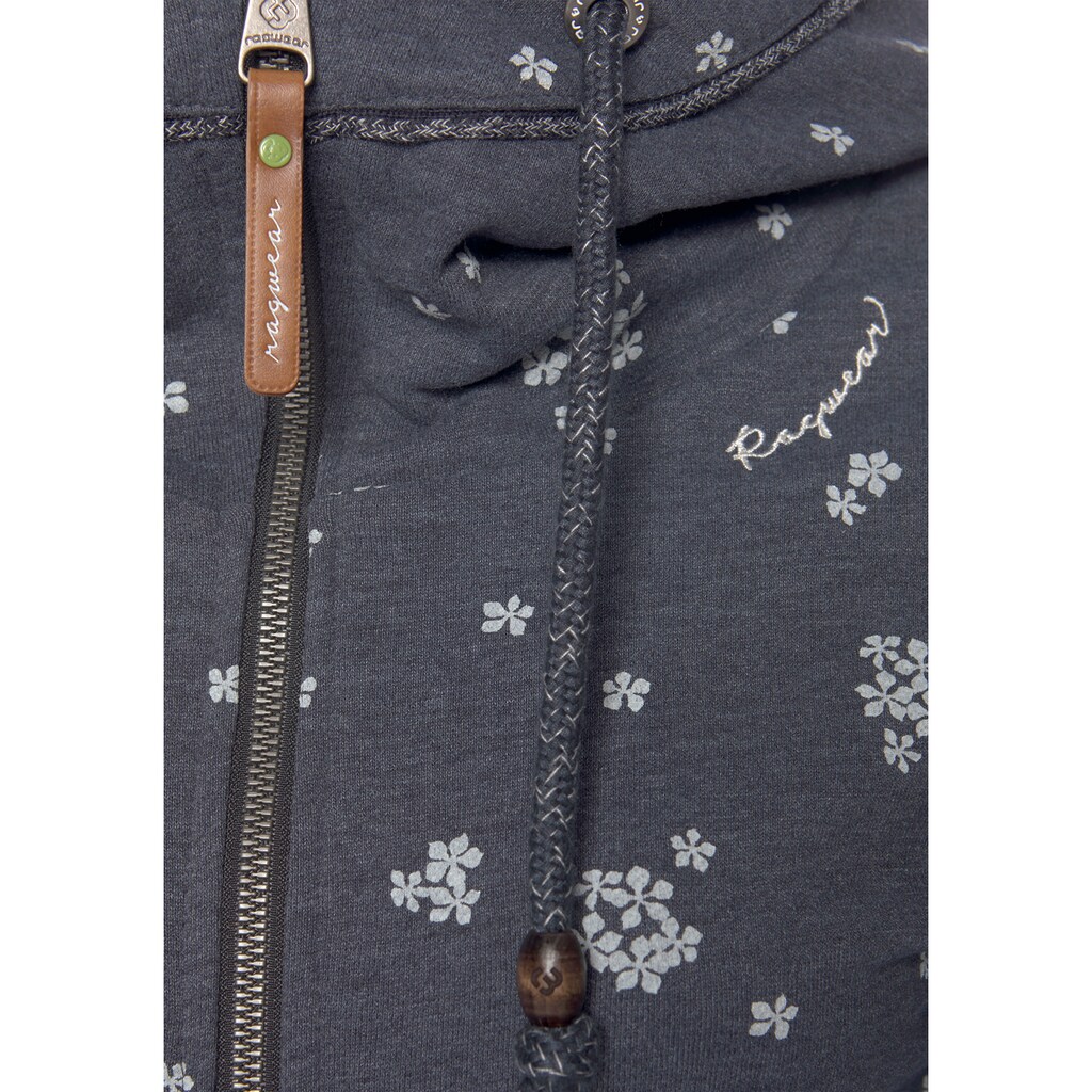 Ragwear Sweater »YODA ZIP«, mit extra hohem Kragen mit Zierperlen in Holzoptik
