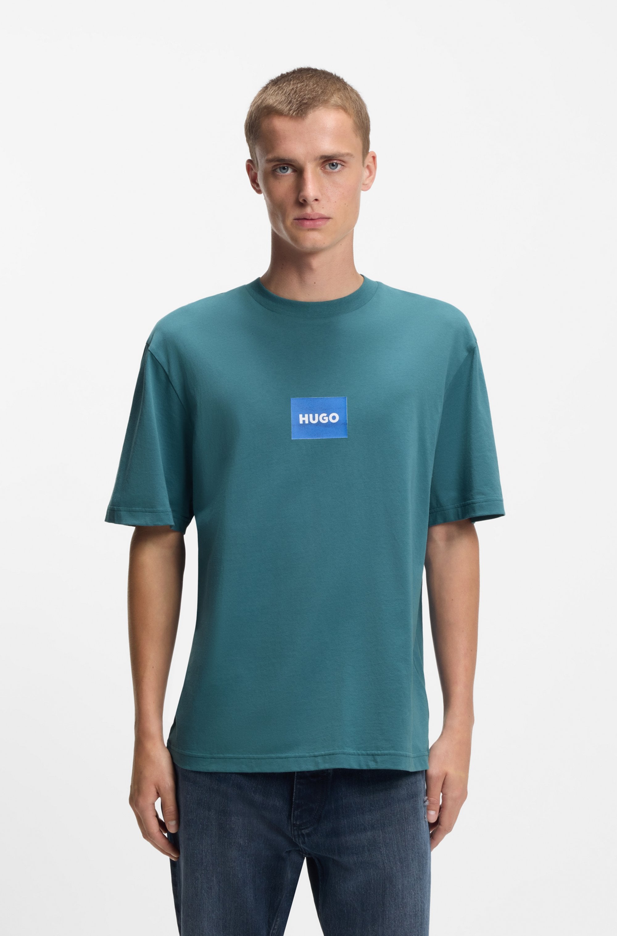 HUGO Blue T-Shirt Regular Fit, Kurzarm, Hugo-Print günstig online kaufen