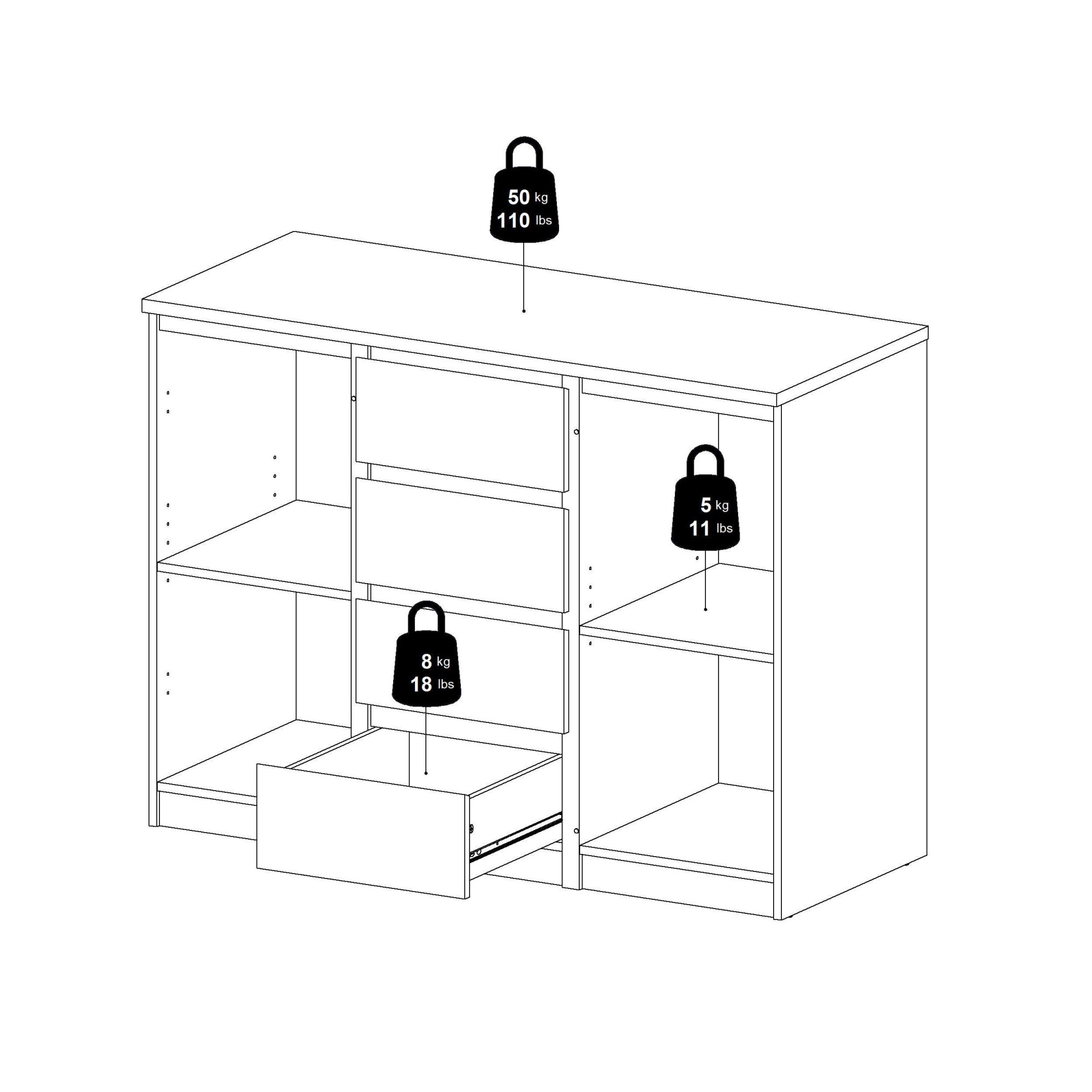 INOSIGN Kommode »Naia, Sideboard, 4 Schubladen, 2 Türen, Aufbewahrung, grifflose Front«