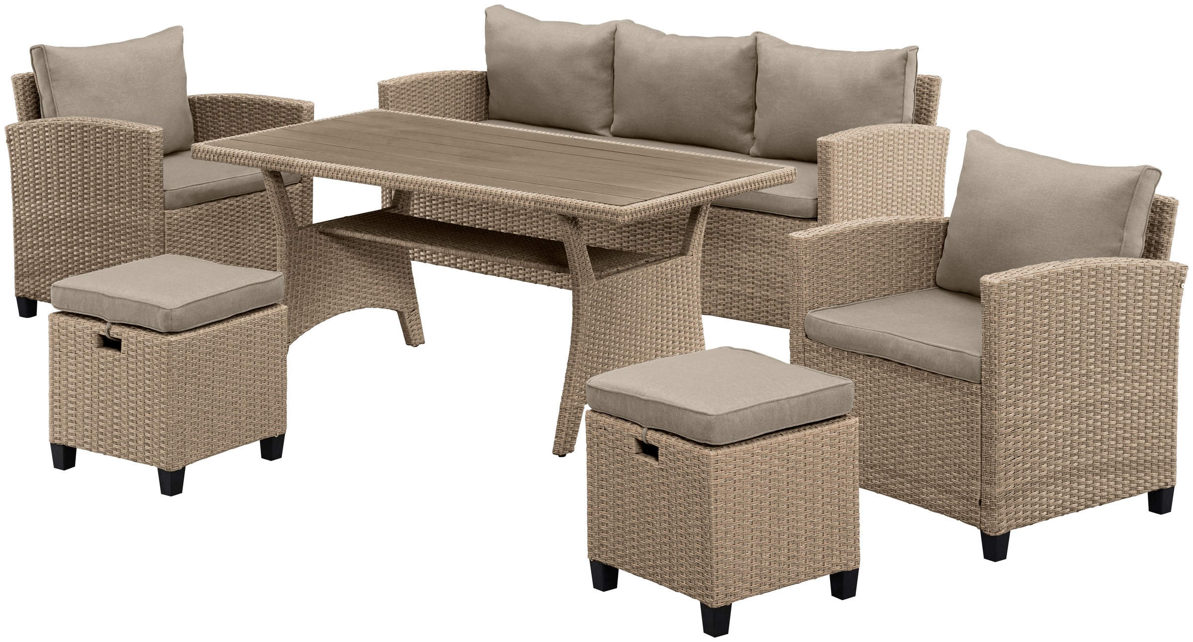 KONIFERA Gartenlounge-Set "Amsterdam" Set, 1x 3er Sofa, 1x 2 Sessel, 2x Hoc günstig online kaufen