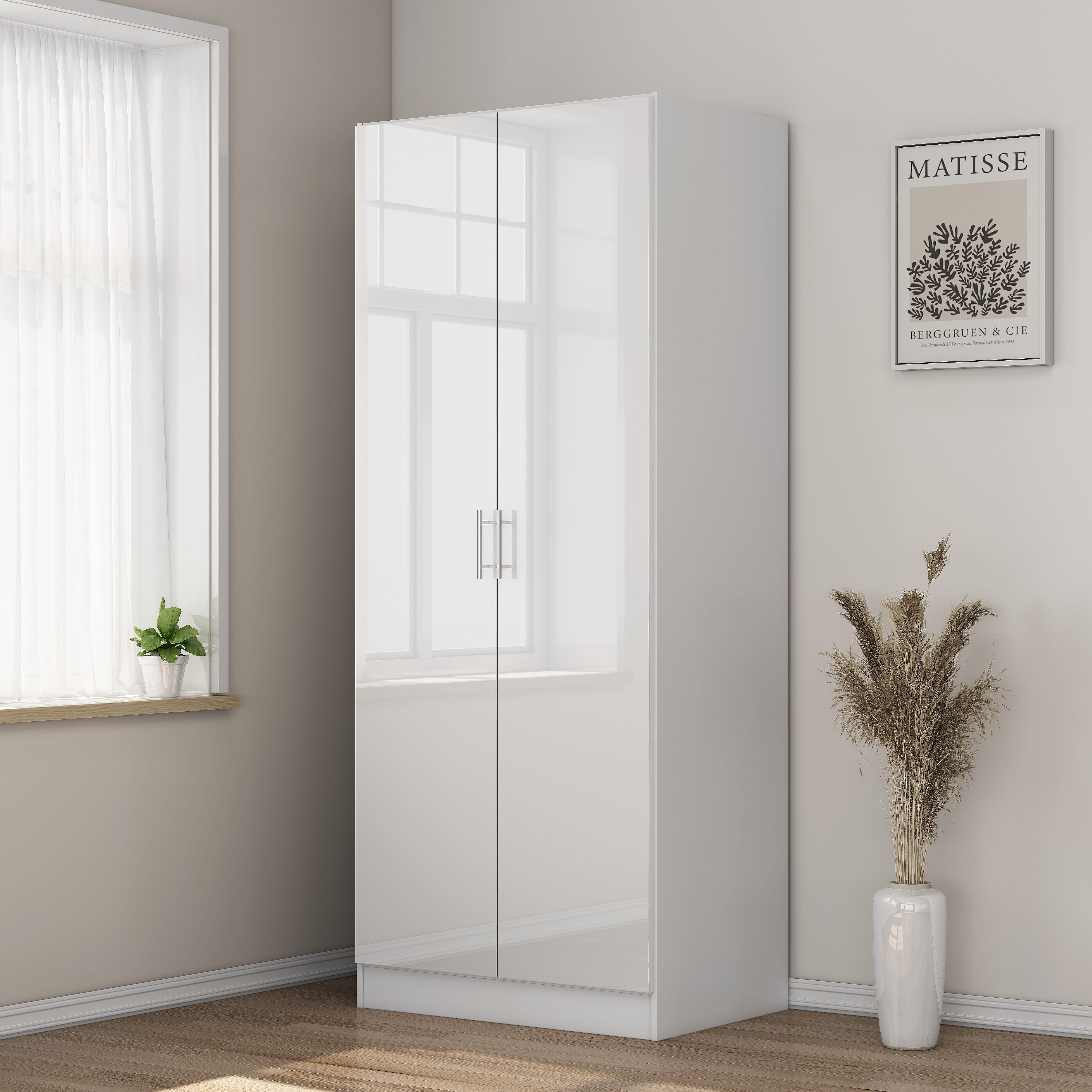 OTTO home Kleiderschrank "Trento Schlafzimmerschrank Breite 81cm hochglanz Schrank Garderobe" Drehtürenschrank mit perfekter Innenausstattung