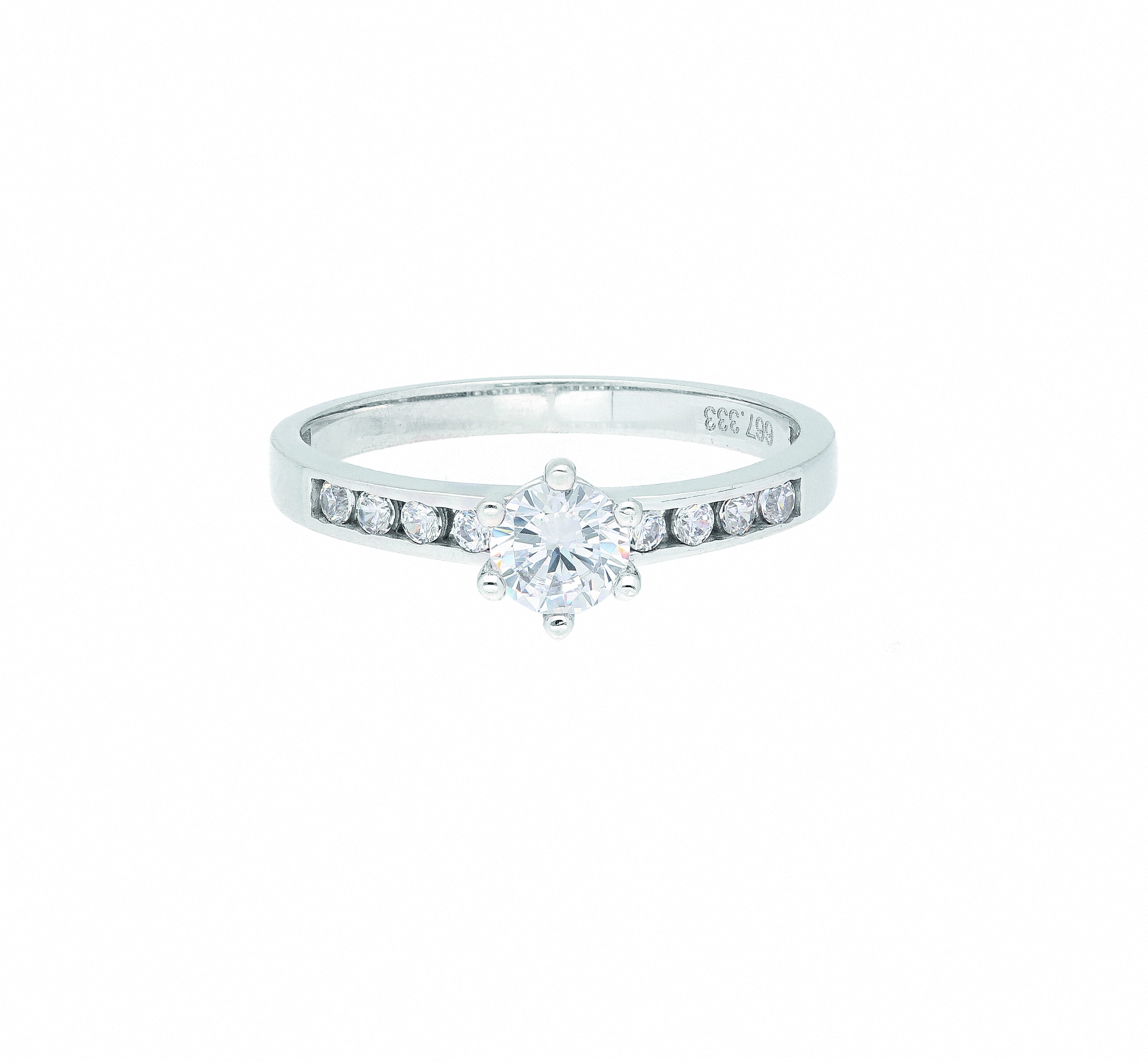 ADELIA ́S Damen Solitärring "Solitärring 333 Weißgold ( 8K ) mit Zirkonia", 50, Gold, silber, Gold, Fingerringe, Goldring Diamant