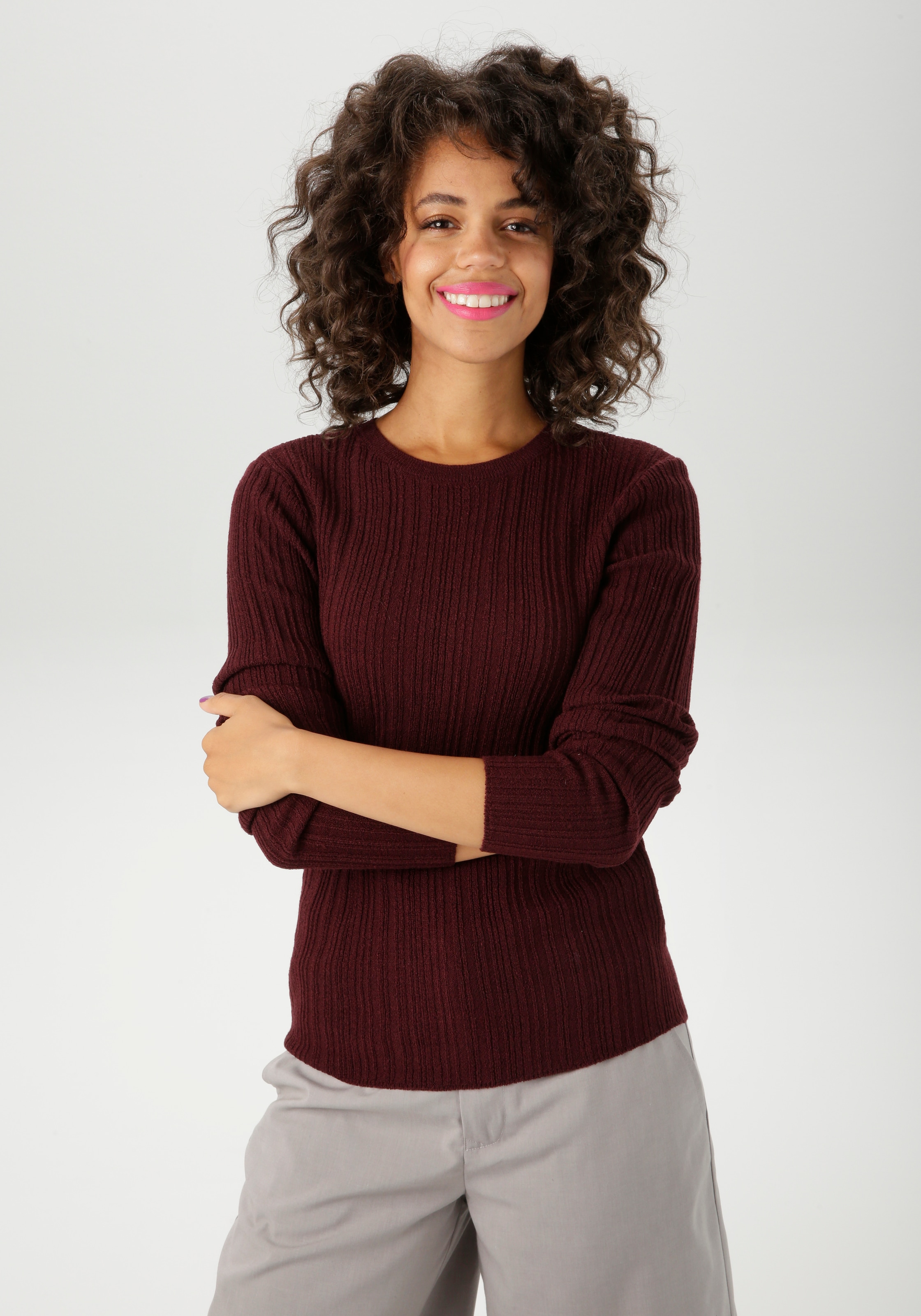 Aniston CASUAL Strickpullover, im Ripp-Muster-Mix - NEUE KOLLEKTION günstig online kaufen