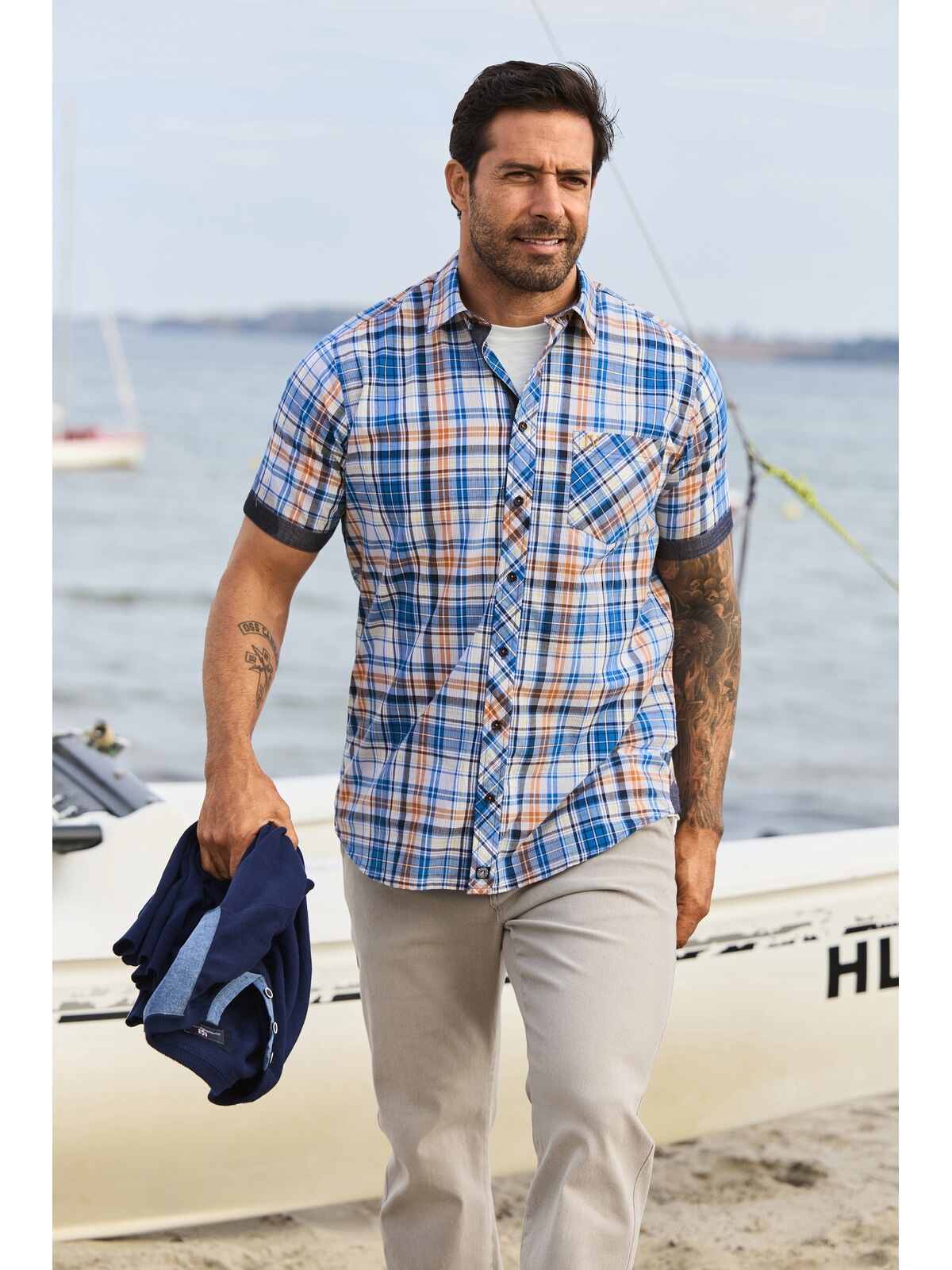 Jan Vanderstorm Wikthor Men Short Sleeve Shirt Blue Check 3XL 2