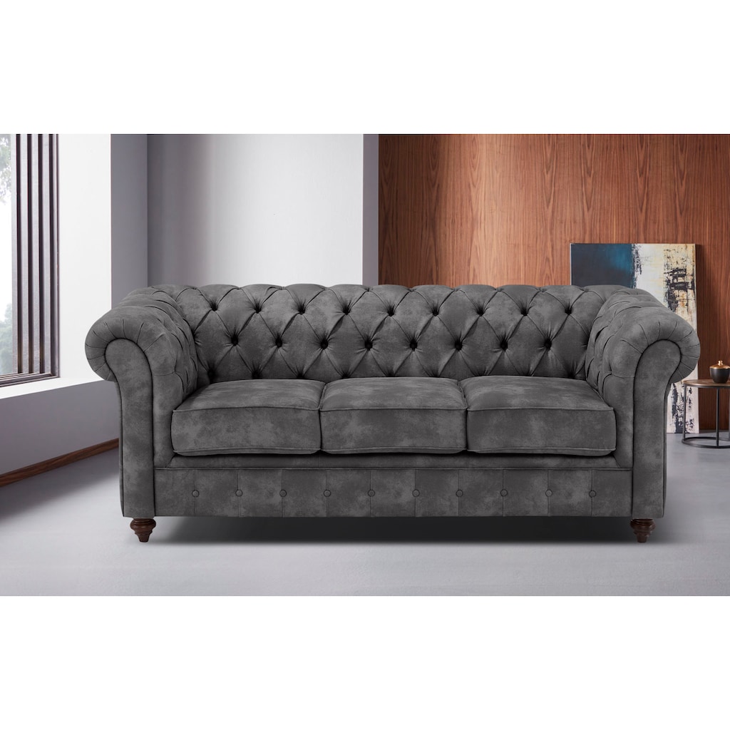 Home affaire Chesterfield-Sofa »Chesterfield 3-Sitzer B/T/H: 198/89/74 cm«