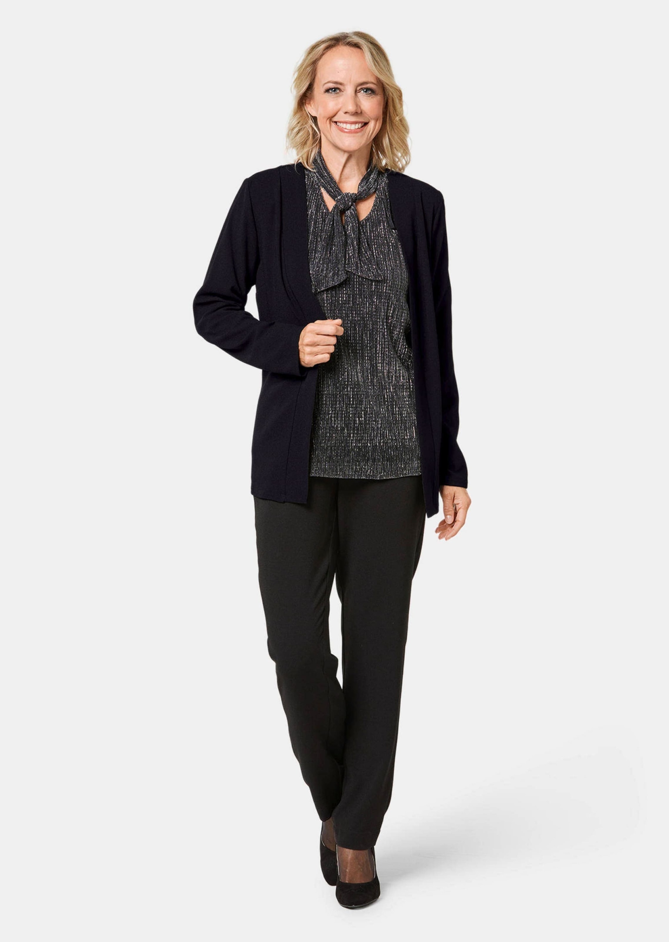 GOLDNER Longblazer "Schicke Crêpe-Longjacke" Koffertauglich, da knitterarm günstig online kaufen
