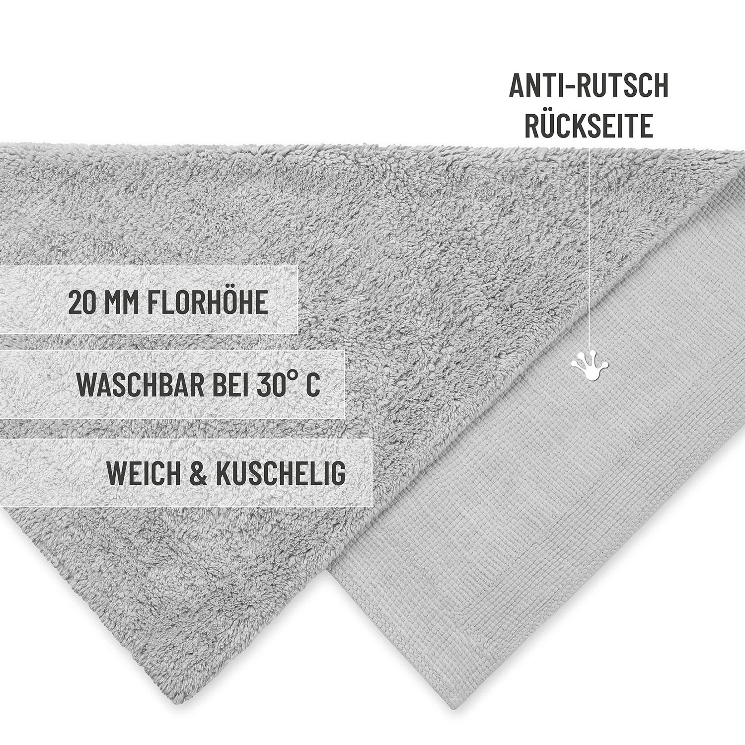Wecon home Basics Badematte »Erik« Höhe 20 mm waschbar, rutschfest, sehr weich, strapazierfähig, pflegeleicht