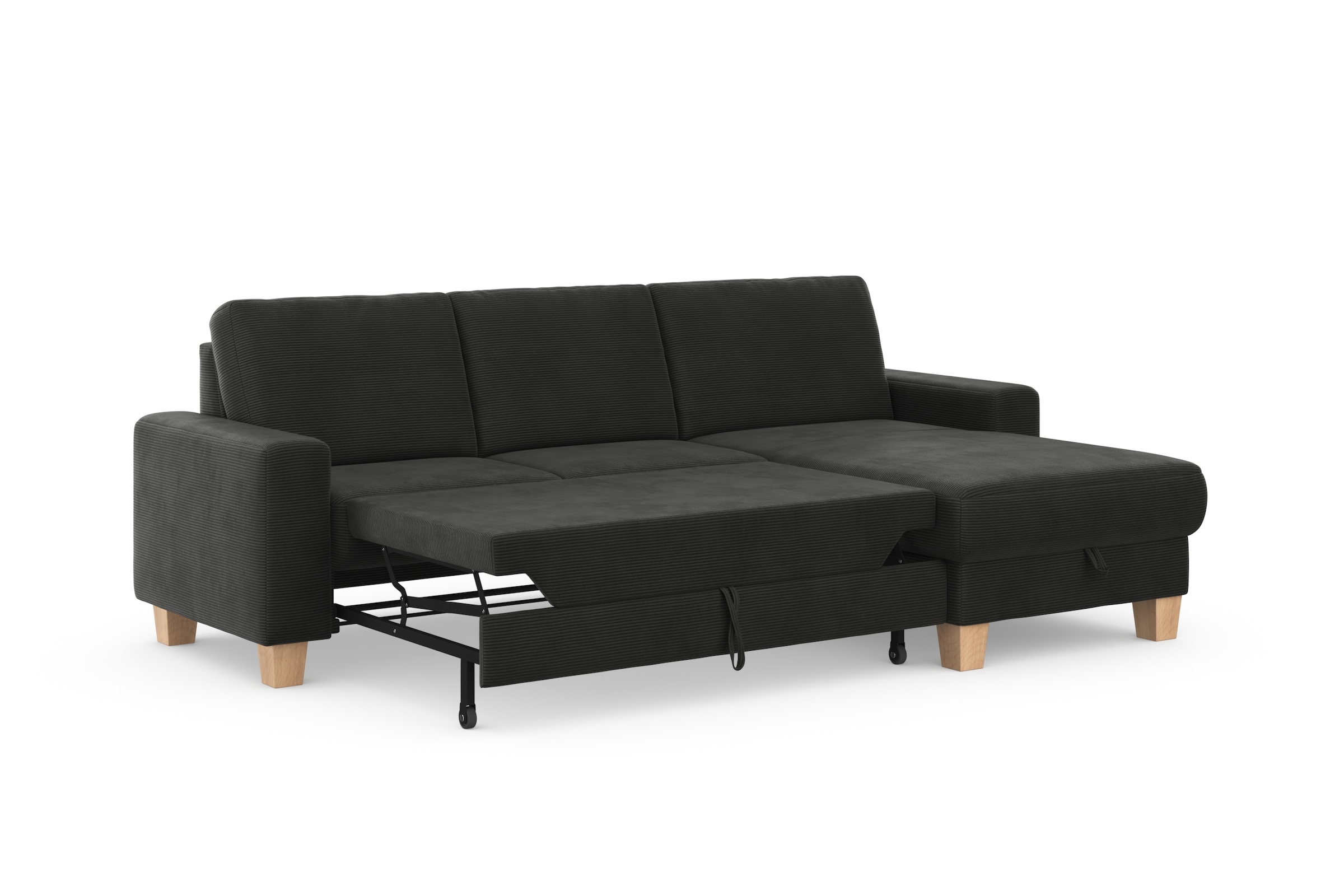Home affaire Ecksofa »Summer L-Form«, mit Recamiere, mit oder ohne Bettfunktion und Bettkasten, Cord-Bezug