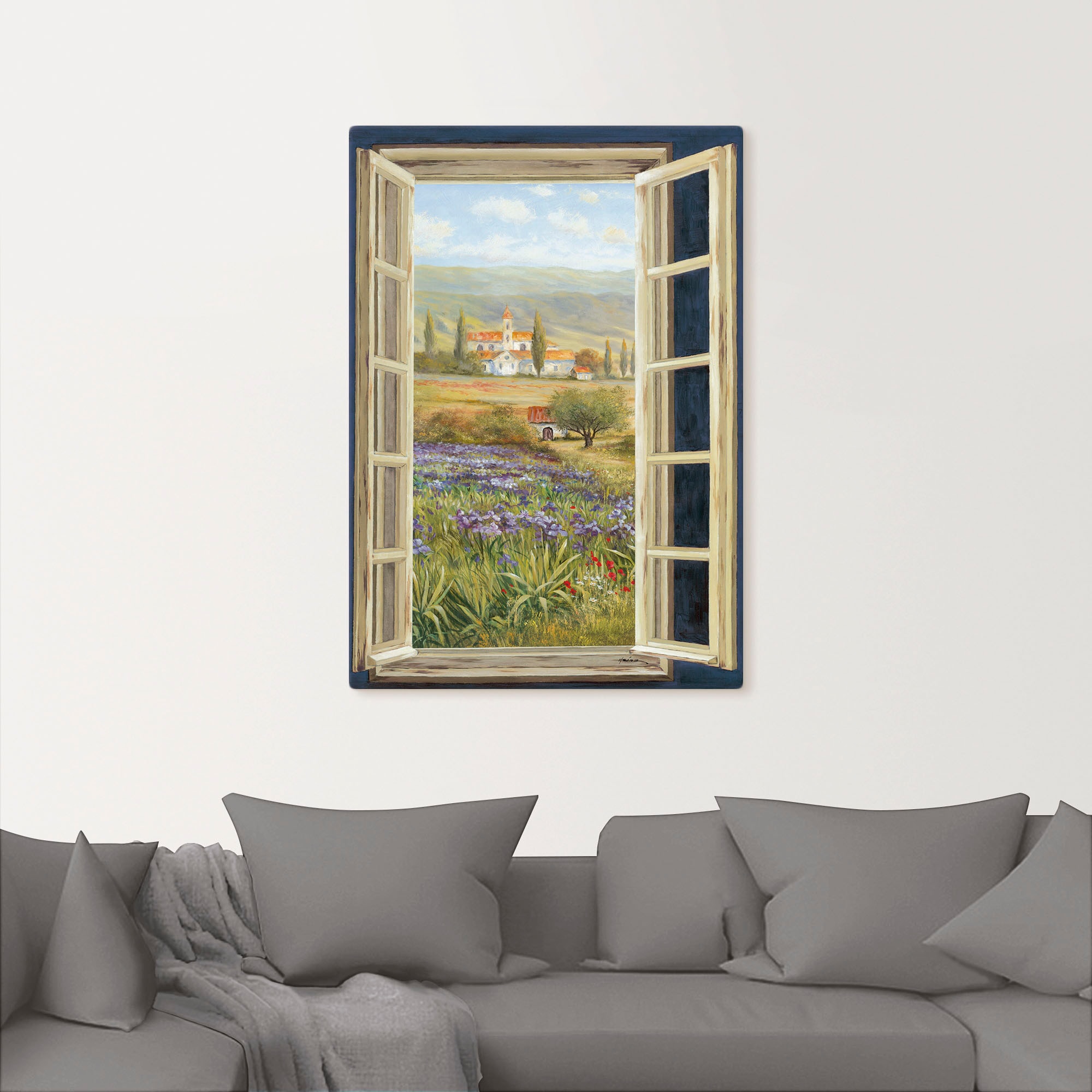Artland Wandbild »Provence Fensterblick«, Bilder von Europa, (1 St.), als Alubild, Outdoorbild, Leinwandbild, Poster in verschied. Größen