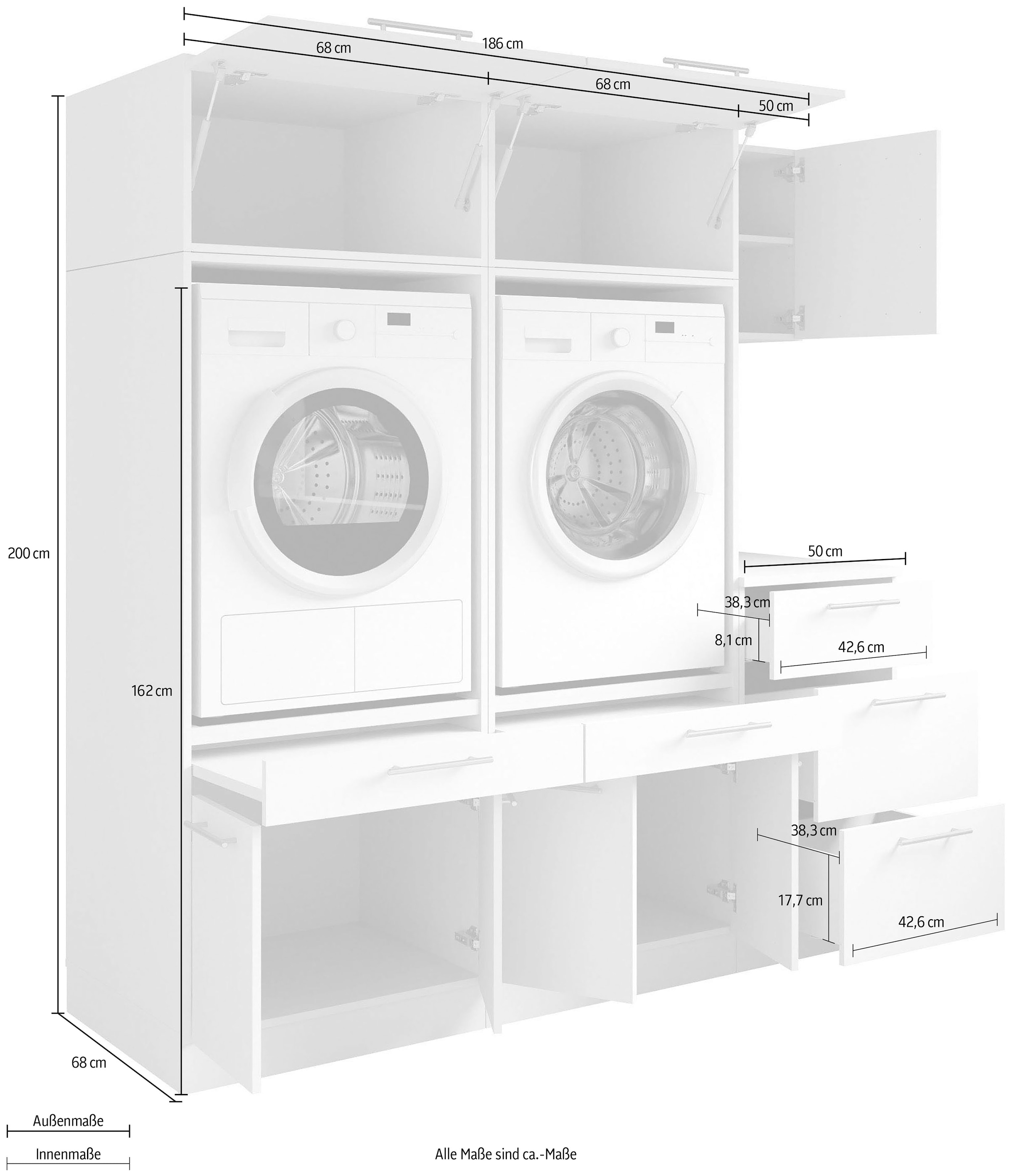 Laundreezy Mehrzweckschrank-Set »Laundreezy, 6-tlg. Mehrzweckschrank-Set B/H/T 186/200/68 cm« 6 Stk. tlg.