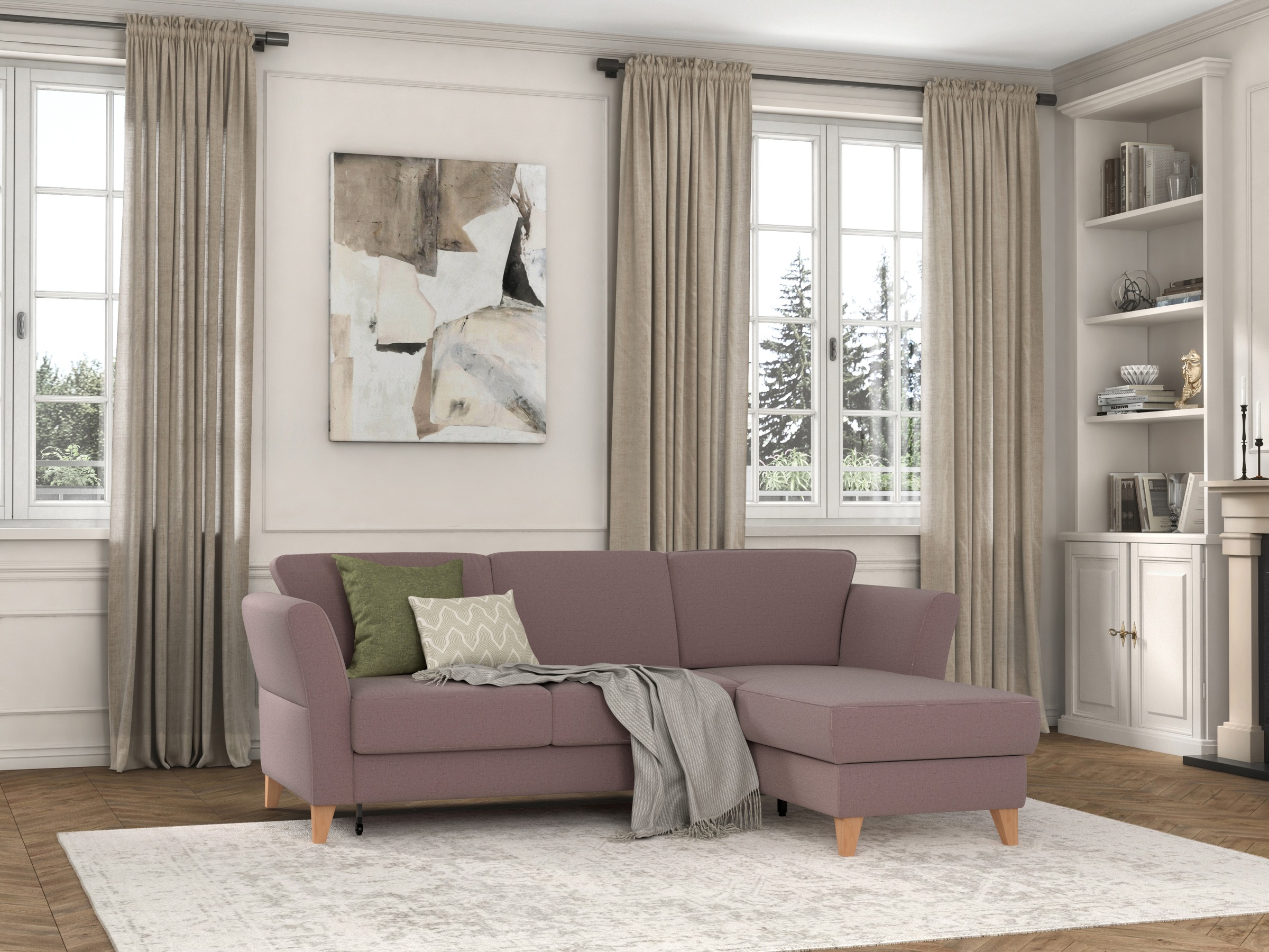 sit&more Ecksofa »Visby L-Form«, Wahlweise mit Bettfunktion und Bettkasten, frei im Raum stellbar