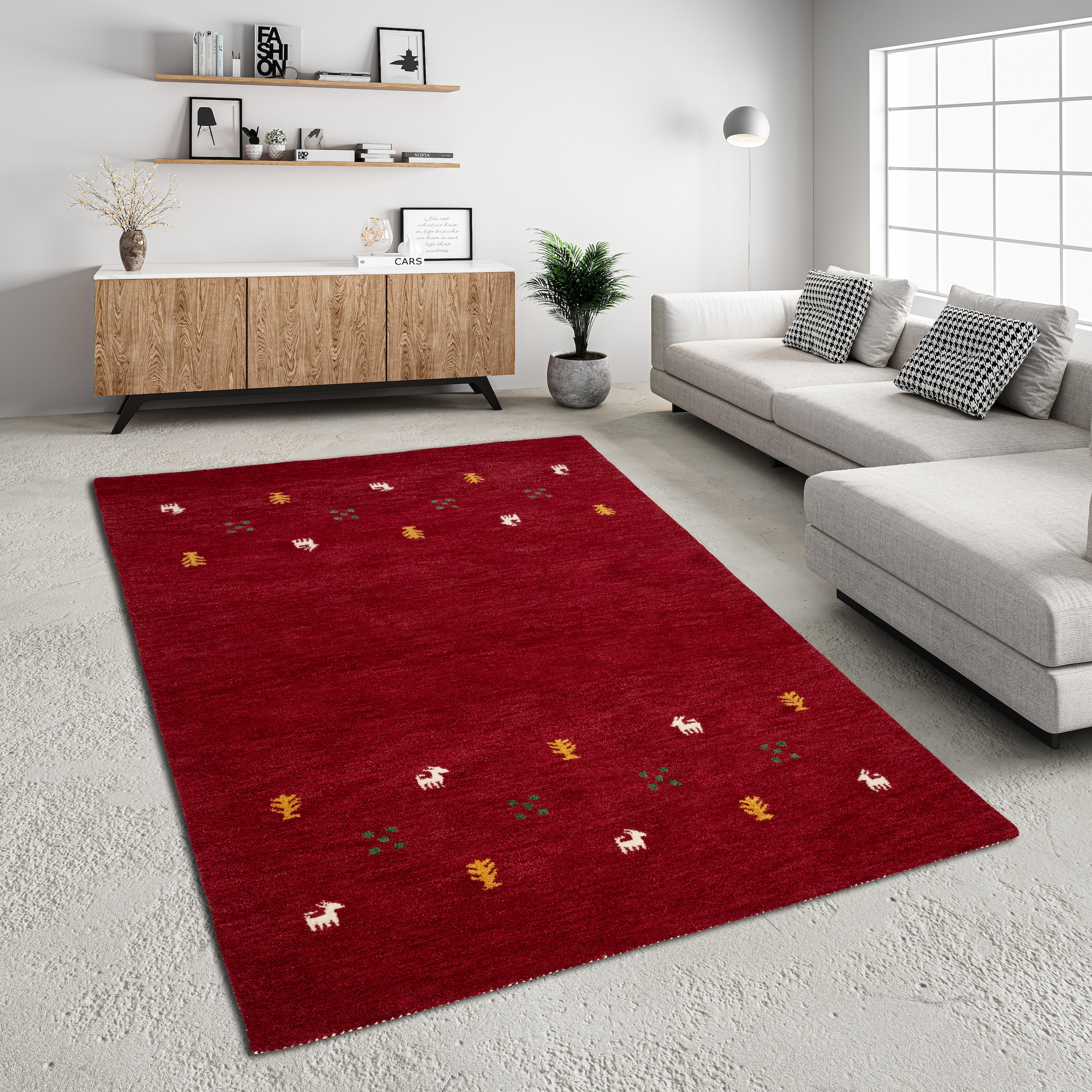 THEKO Wollteppich "Gabbeh Motiv, Handgefertigt, Teppich, Tiermotiv, reine W günstig online kaufen