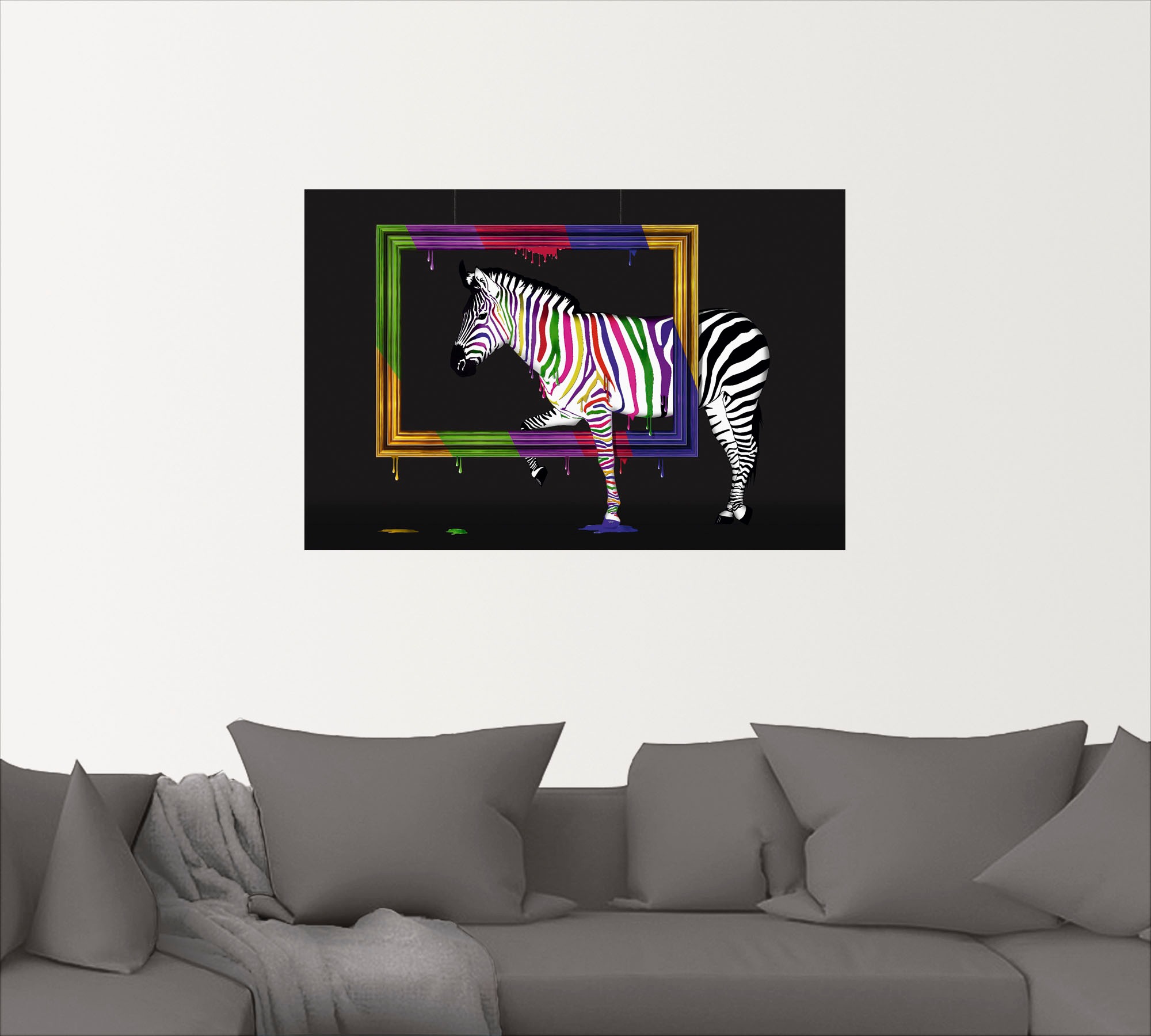 Artland Wandbild »Das Regenbogen Zebra«, Animal Fantasy, (1 St.), als Leinwandbild, Poster, Wandaufkleber in verschied. Größen