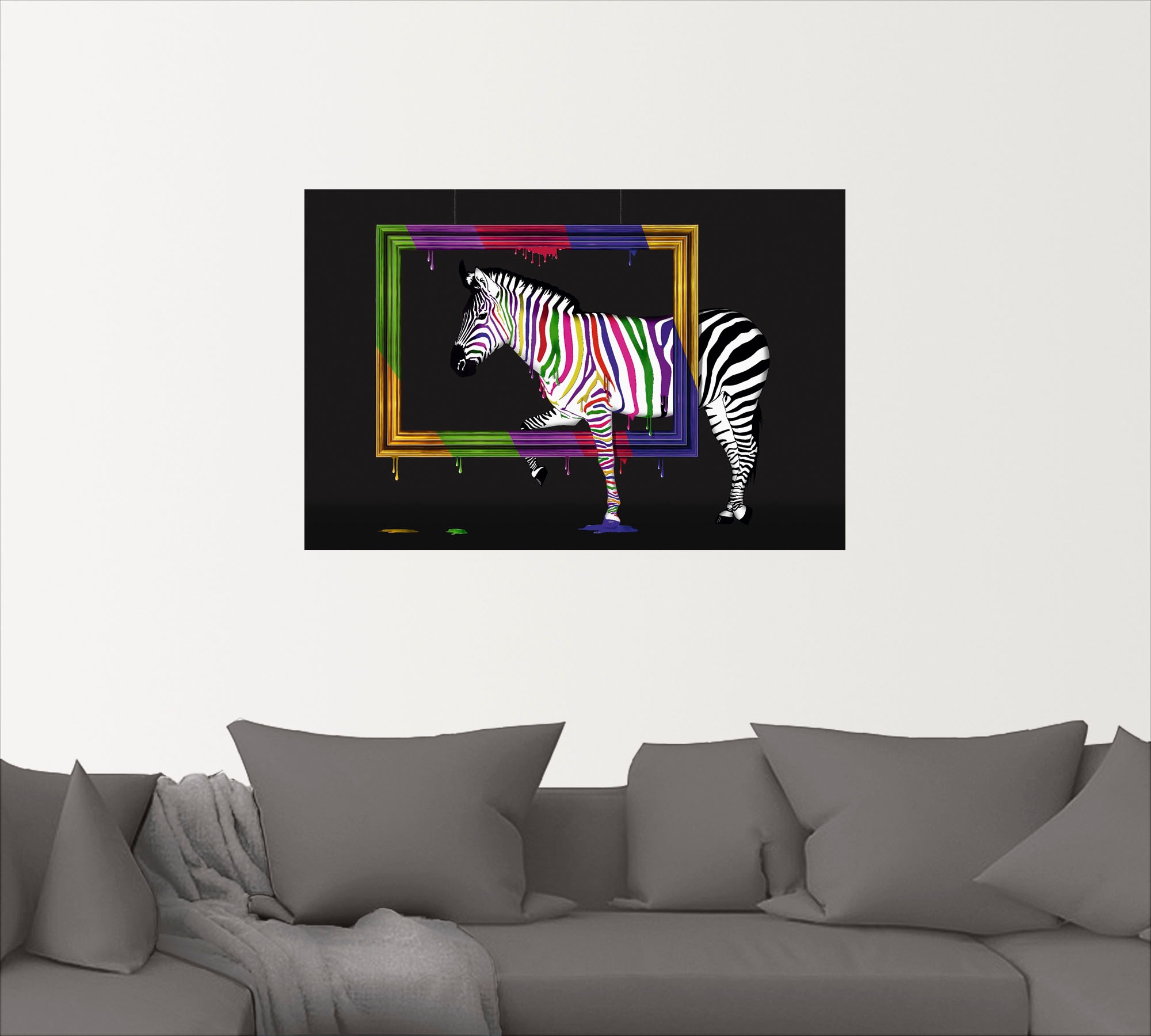 Artland Wandbild "Das Regenbogen Zebra", Animal Fantasy, (1 St.), als Leinw günstig online kaufen