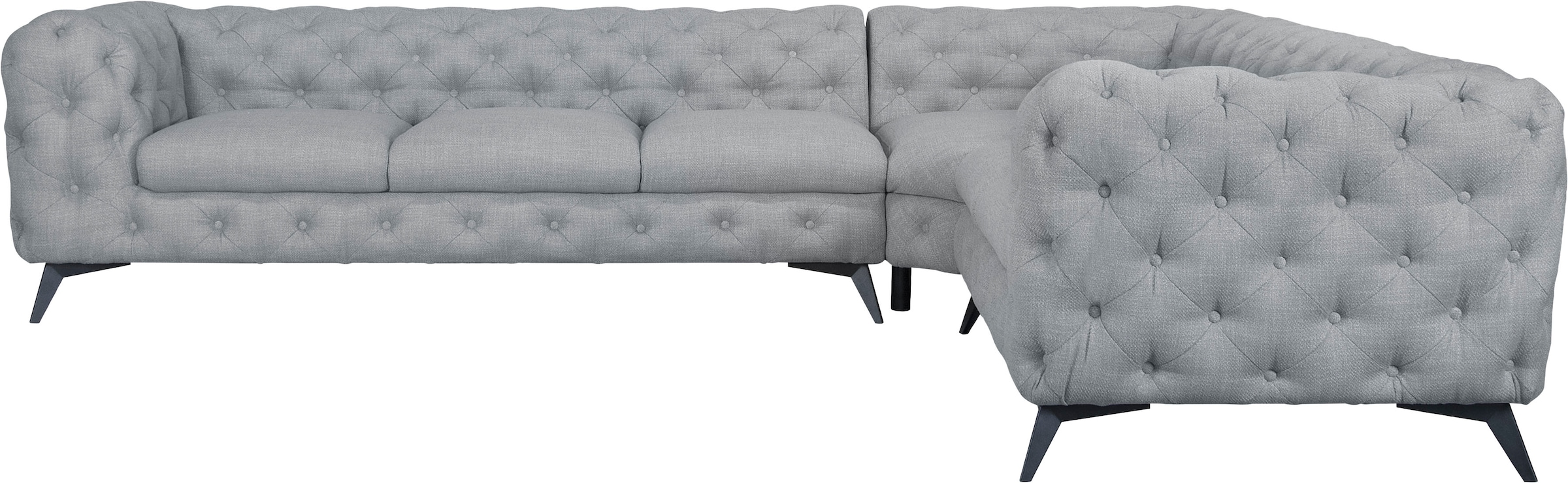 Leonique Chesterfield-Sofa "Ecksofa GLYNIS L-Form mit Wellenunterfederung, günstig online kaufen