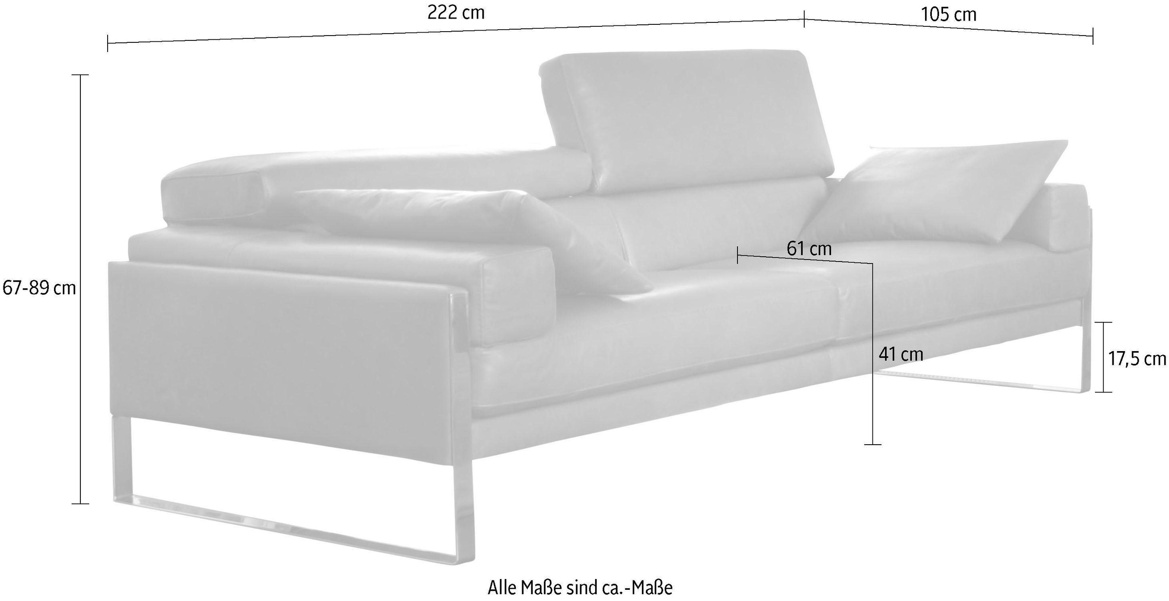 CALIA ITALIA 3-Sitzer »Romeo, Designsofa der Extraklasse mit tollem Sitzkomfort«, und erstklassigem Lederbezug