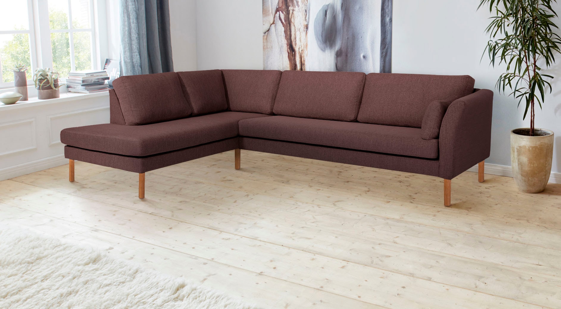 andas Ecksofa "Grenzda, L-Form," mit Holzfüßen