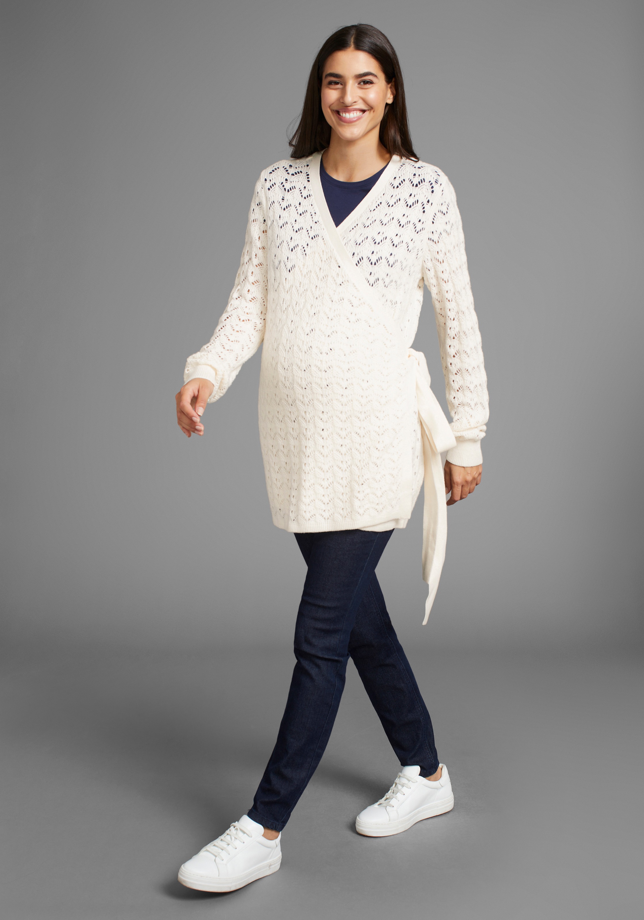 Neun Monate Umstandsstrickjacke Naturweiß 44/46 3