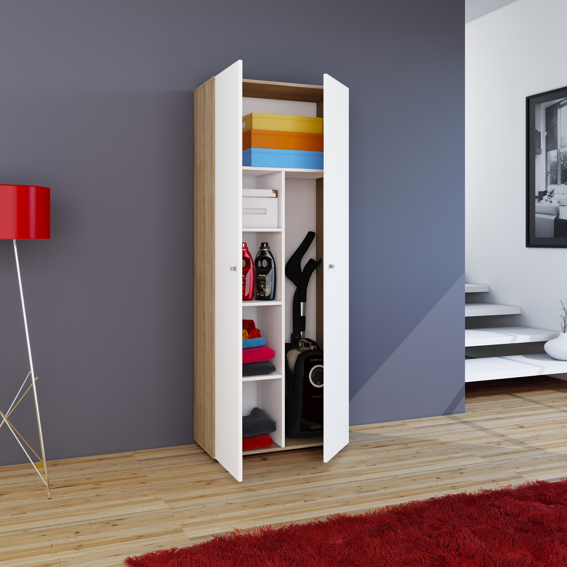 VCM Mehrzweckschrank »VCM Besenschrank | 6 Fächer | Maße: B. 70 x H. 178 x T. 40 cm | Haushaltsschrank | Mehrzweckschrank | Vandol«, (1 St.)