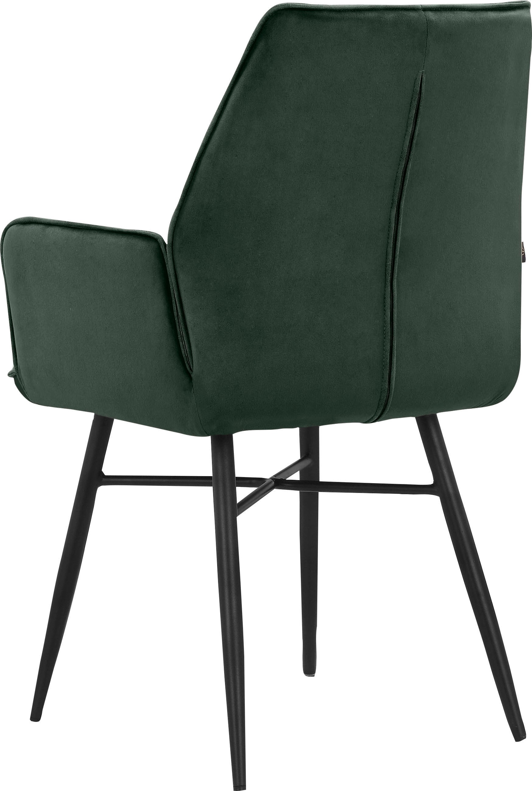 Leonique Esszimmerstuhl »Hrodwyn«, 2 St., Veloursstoff, Sitz gepolstert, mit horizontale Nähten am Rücken, Sitzhöhe 52 cm