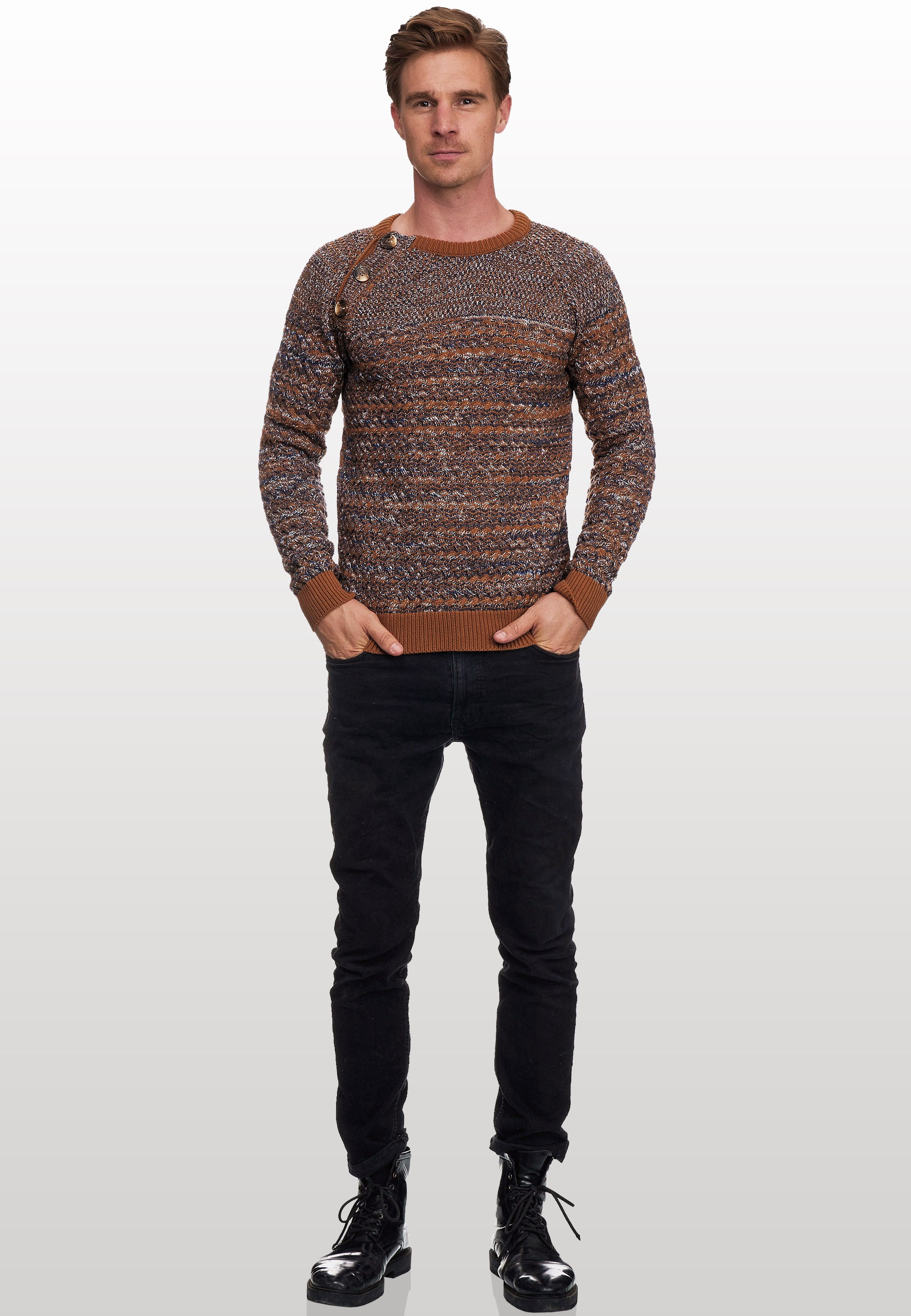 Rusty Neal Strickpullover, mit modischen Knöpfen