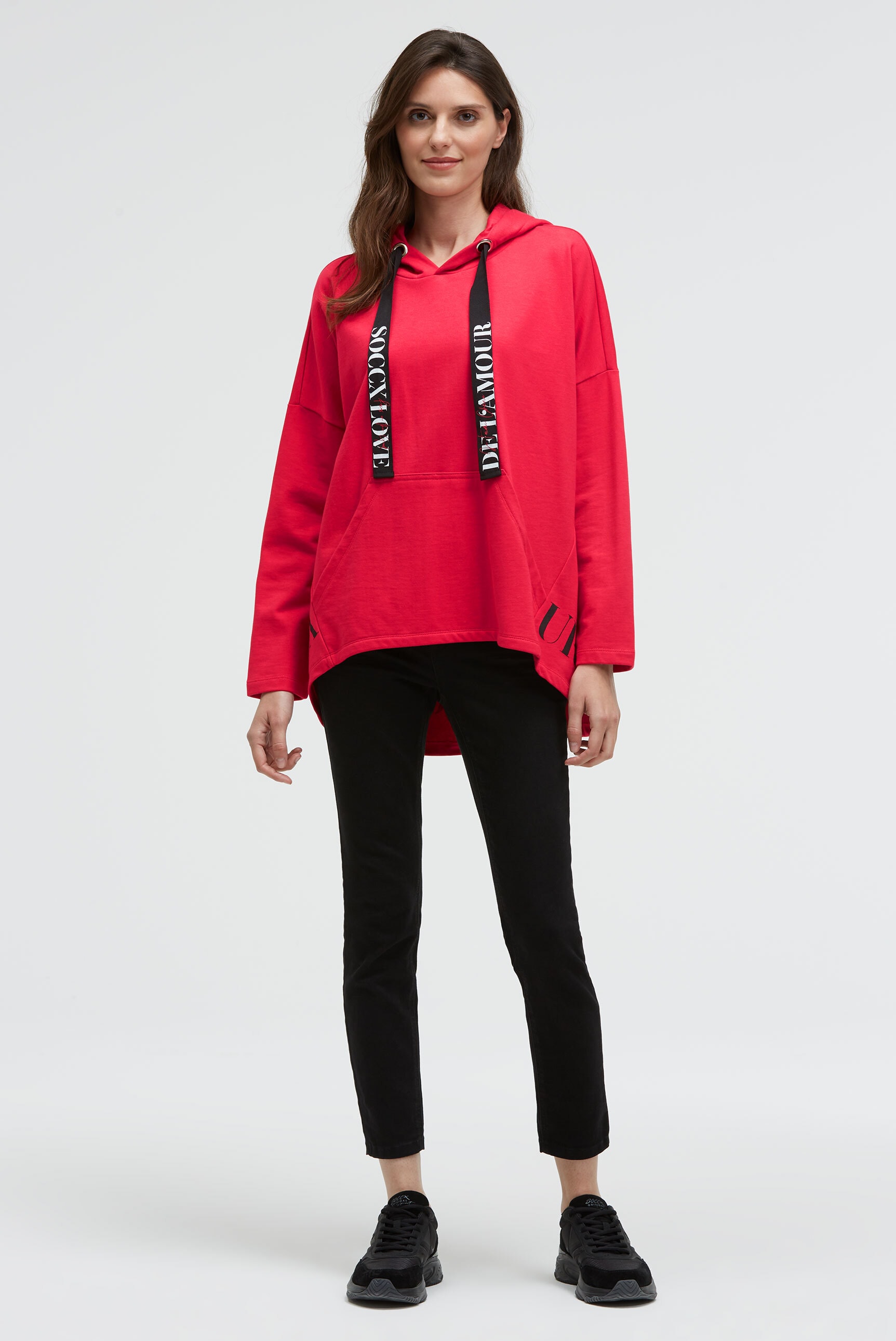 SOCCX Kapuzensweatshirt , mit verlängertem Saum hinten
