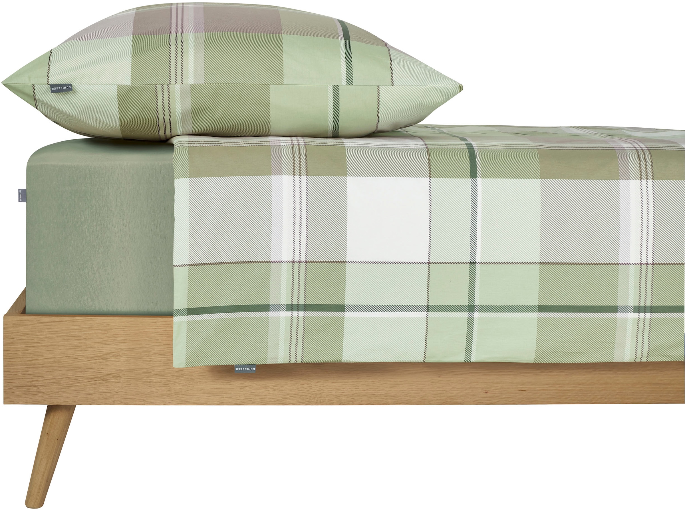 Schiesser Bettwäsche »Ate aus weicher Baumwolle mit einem klassischen Karo-Muster« 2 Stk. tlg. Made in Green