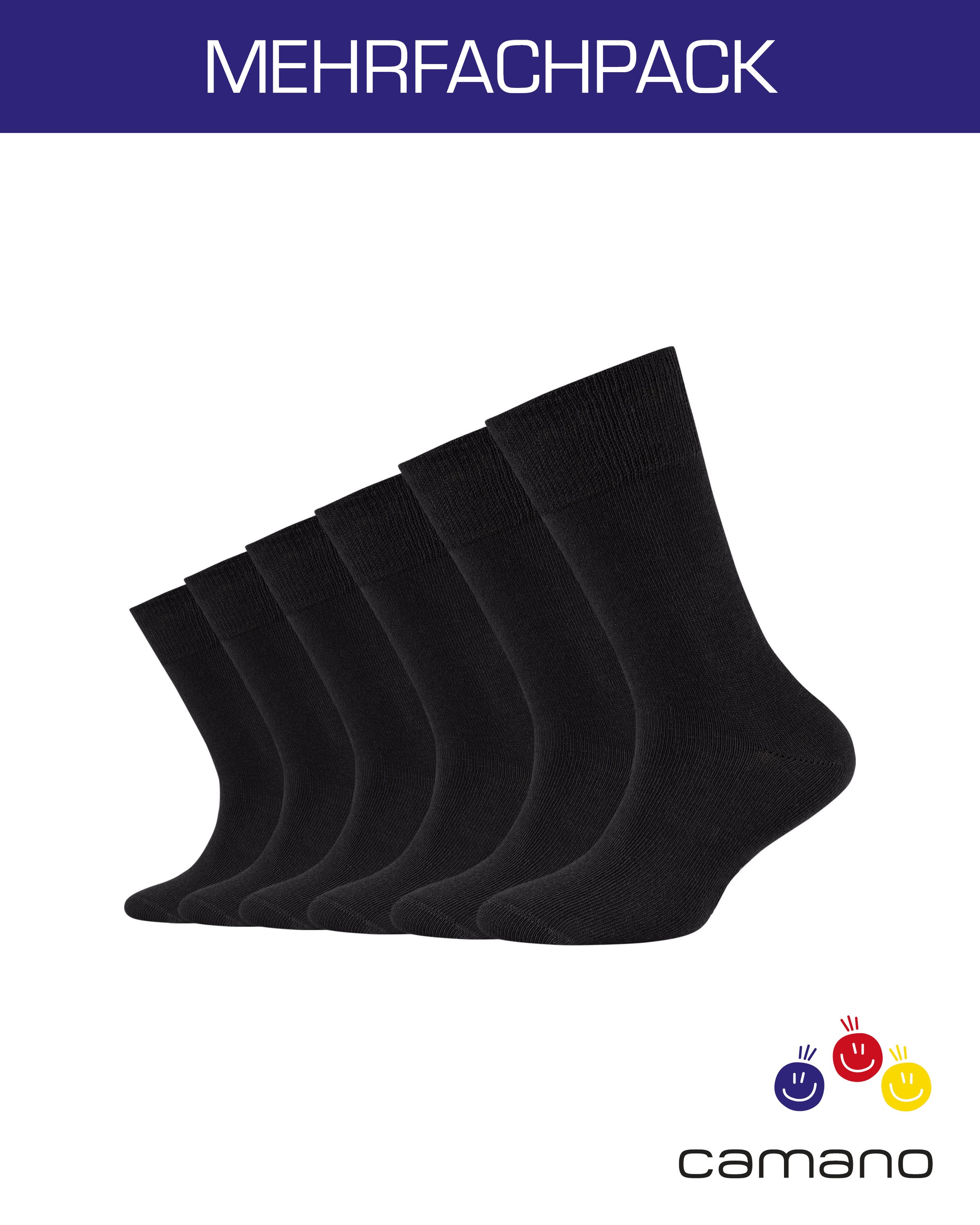 Camano Socken »ca-soft«, (6 Paar), mit Komfortbund und gepolsterten Zehen-/Fersenbereich