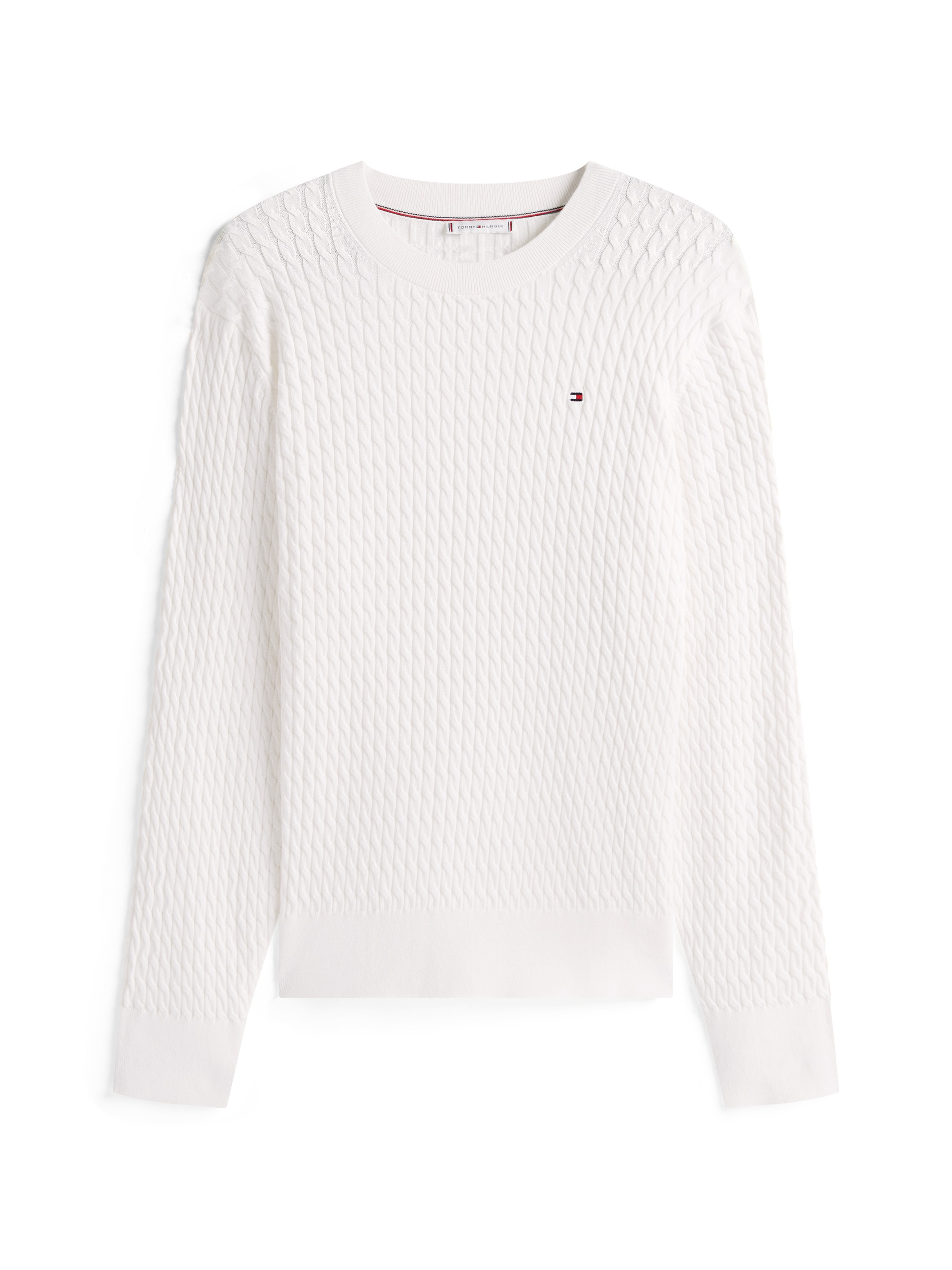 Tommy Hilfiger Curve Strickpullover »CRV CO CABLE FINE GG C-NK LS SWT«, in großen Größen, mit Zopfmuster