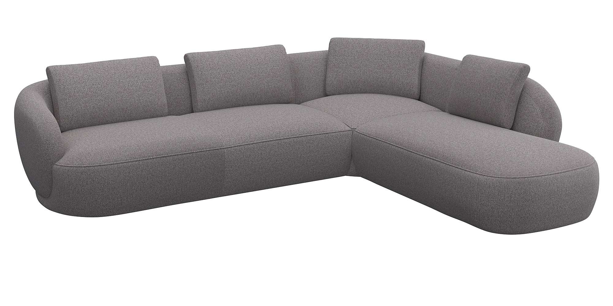 FLEXLUX Ecksofa »Torino, rund, L-Form, Sofa-Ecke mit Ottomane«, Modernes, organisches Sofa-Design, Kaltschaum, Wellenunterfederung