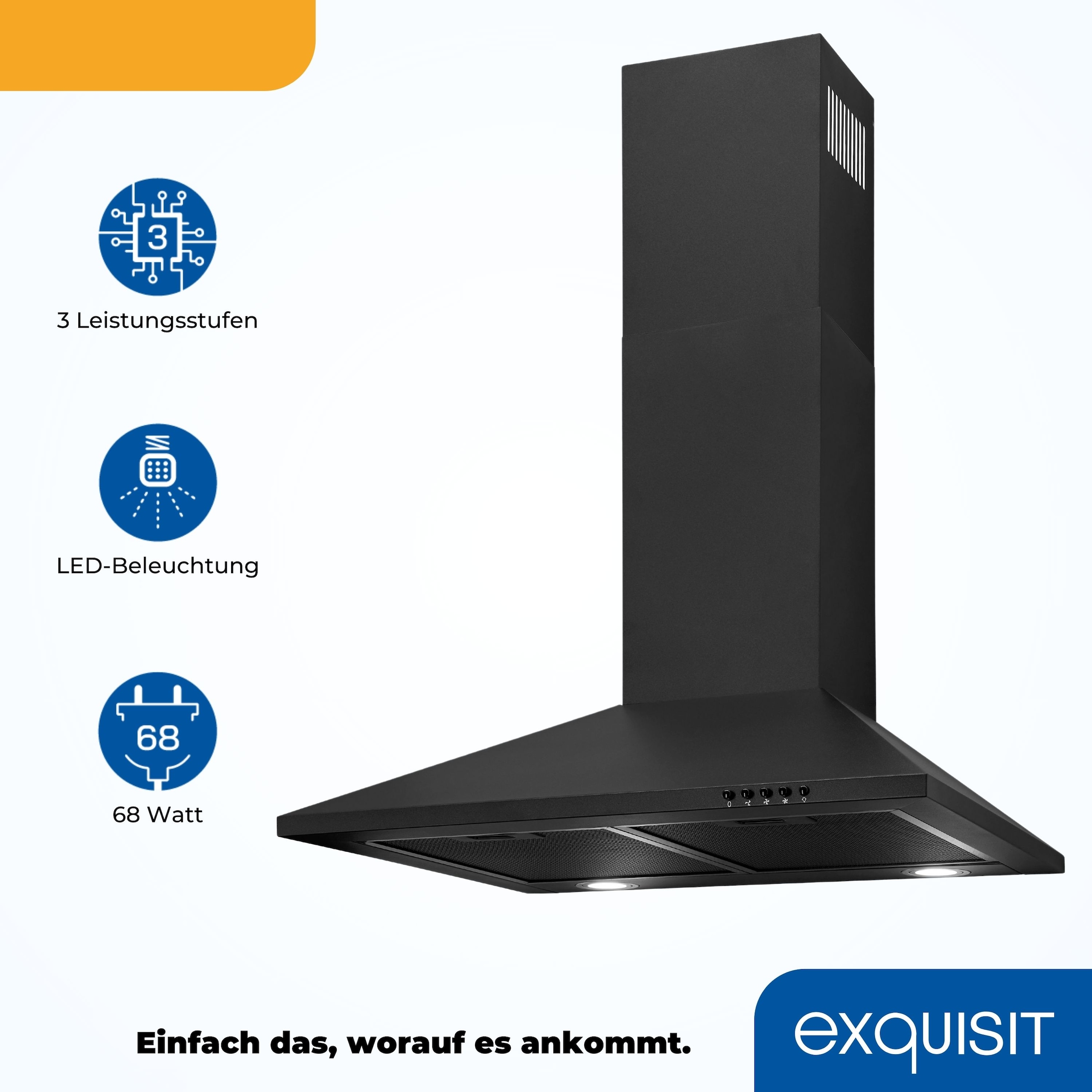 exquisit Wandhaube »KH 60-8.3 (sw)« Pyramidenförmige Haube – stilvoll & flexibel mit LED-Beleuchtung