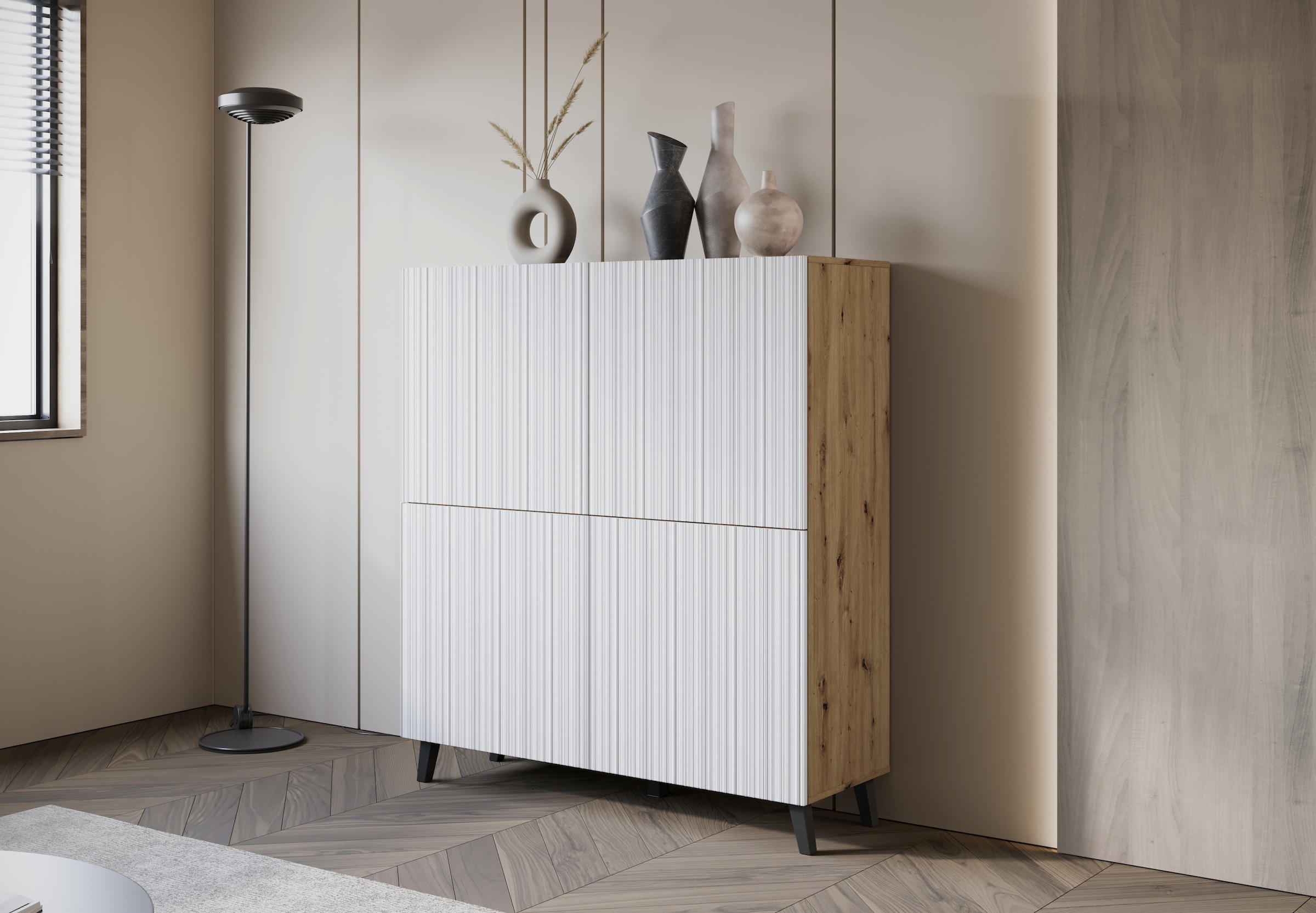 INOSIGN Highboard »HIGHBOARD PHUKET«, (1 St.), moderne Kommode mit 4 Türen und 8 Fächern, Breite 120 cm