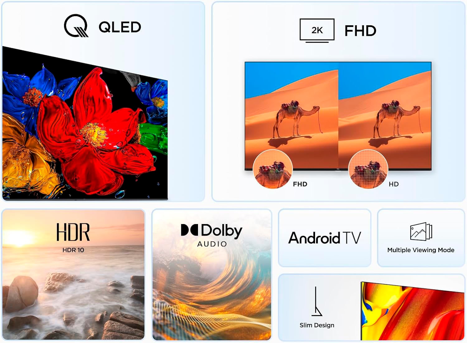 TCL QLED-Fernseher »40V5CX1«, Full HD, Smart-TV-Android TV, Android TV, Dolby Audio, Full-HD, Slim, Bluetooth, 40 Zoll / 102 cm