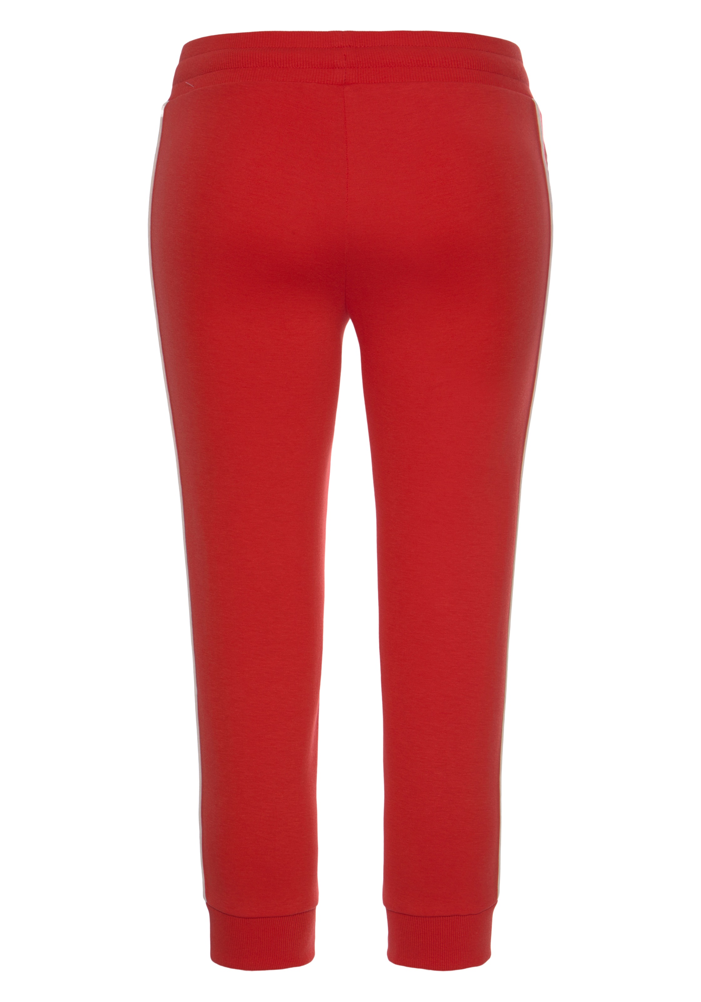 Caprihose H.I.S, Damen, Gr. 44/46, N-Gr, rot, Interlock, Obermaterial: 60% Baumwolle, 40% Polyester, unifarben, Basic, bequem kniebedeckend, Hosen Caprihose, mit seitlichen Piping, Loungewear 3