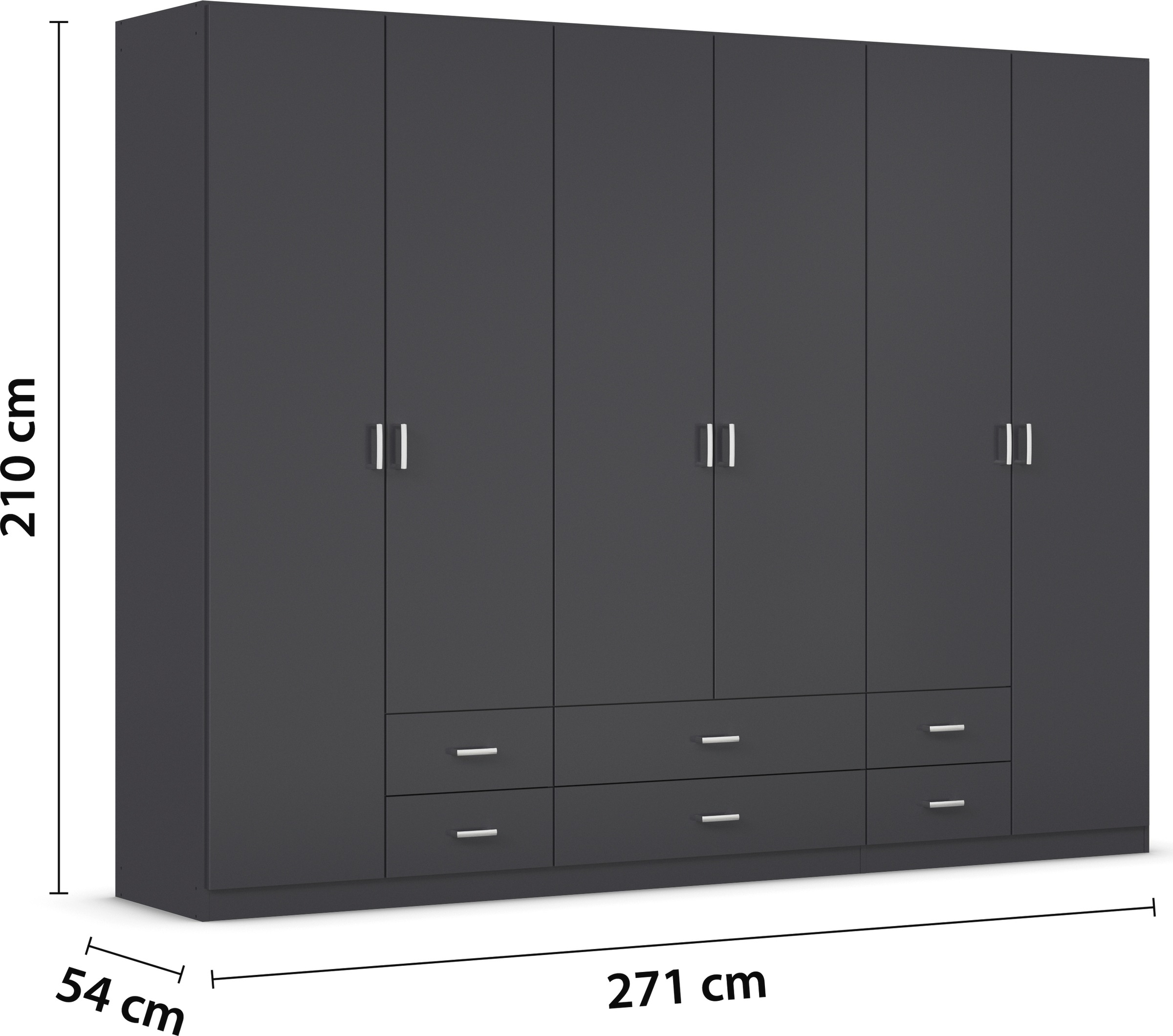 rauch Drehtürenschrank »Kleiderschrank Garderobe GAMMA Breiten 271 cm« in 3 Ausstattungen BASIC/CLASSIC/PREMIUM (inkl. SOFT-CLOSE-Funktion),  mit Schubladen, verschiedene Griff-Varianten TOPSELLER MADE IN GERMANY