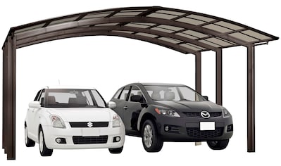 Doppelcarport »Portoforte Typ 60 M-mattbraun«, Aluminium, 526 cm, braun