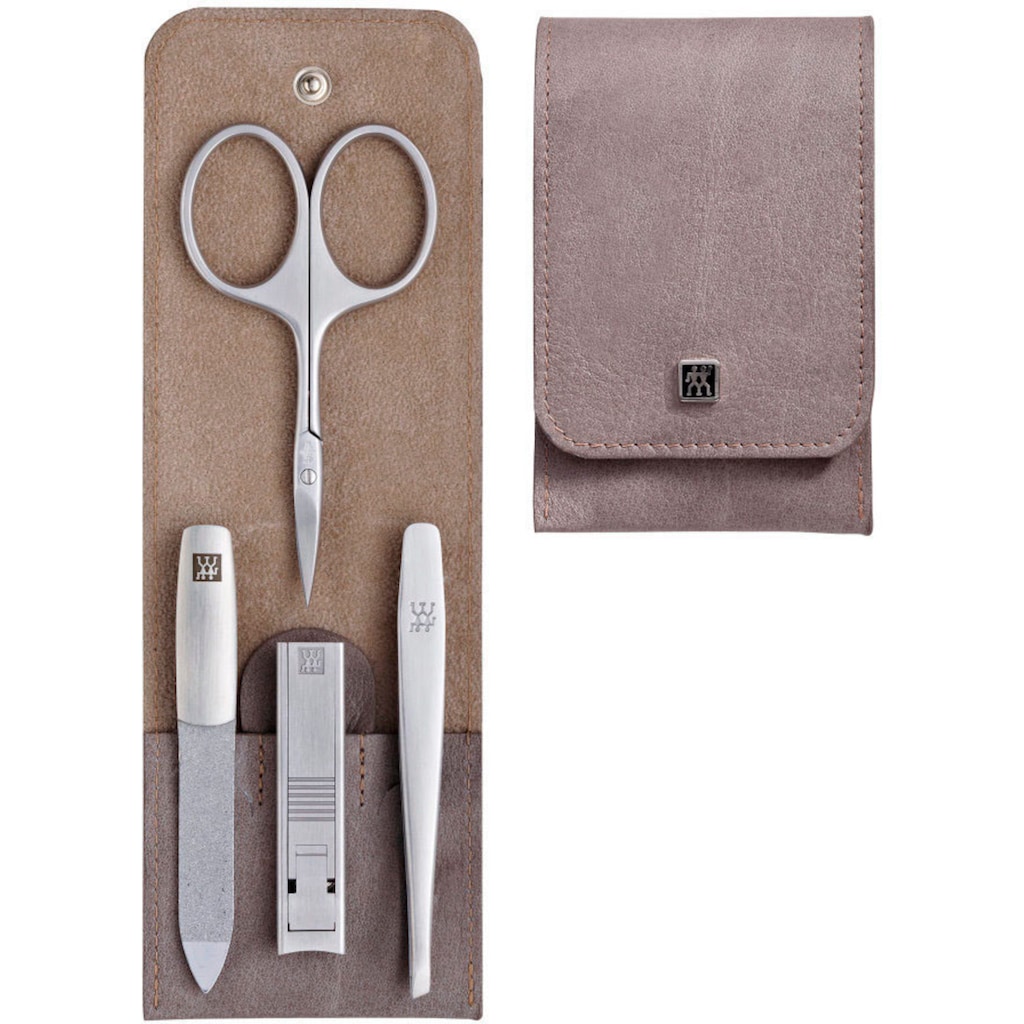 Zwilling Maniküre-Etui »TWINOX DRUCKKNOPF-ETUI TAUPE«, (4 tlg.)