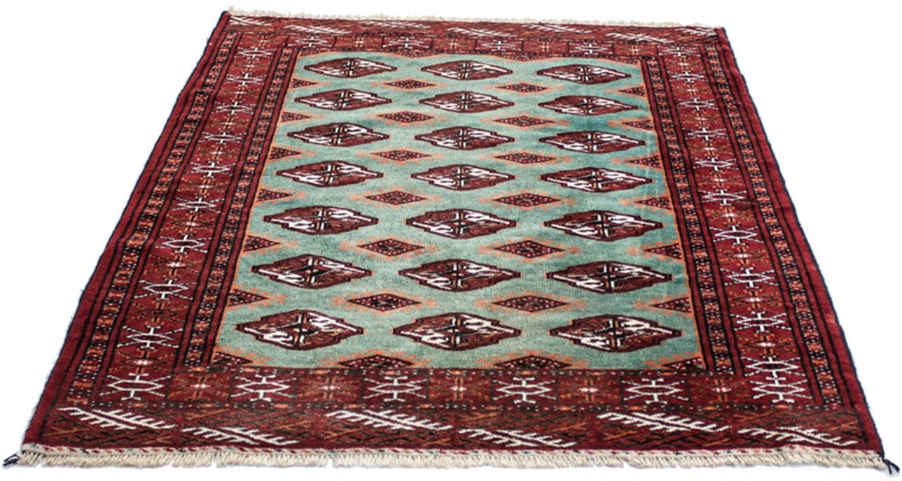 Wollteppich »Turkaman Teppich handgeknüpft türkis«, rechteckig
