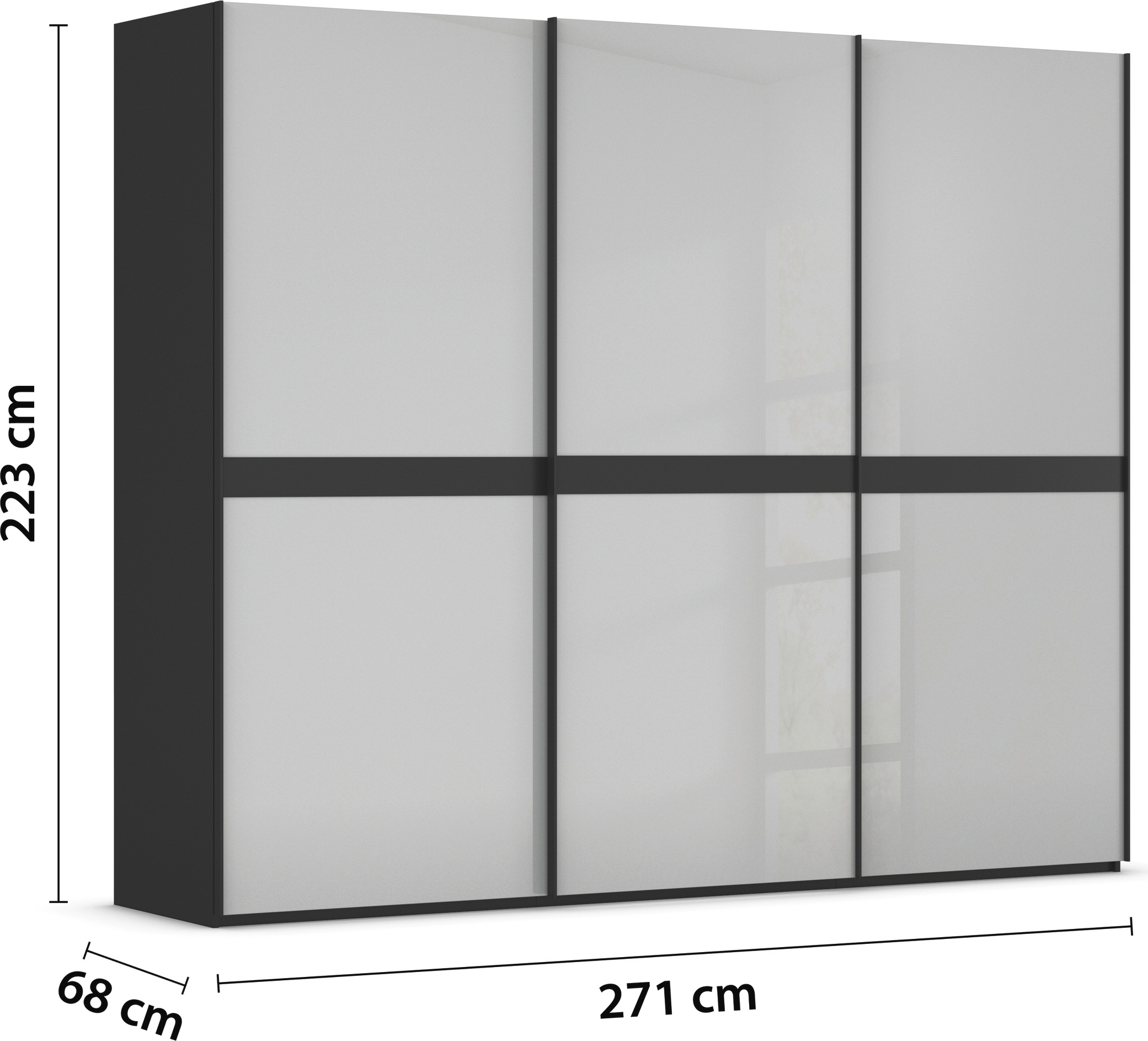rauch Schwebetürenschrank »Kleiderschrank Schrank Garderobe Schlafzimmerschrank SCALE-LINE«, edle Optik mit Bauchbinde in Korpusfarbe mit Glasfront MADE IN GERMANY