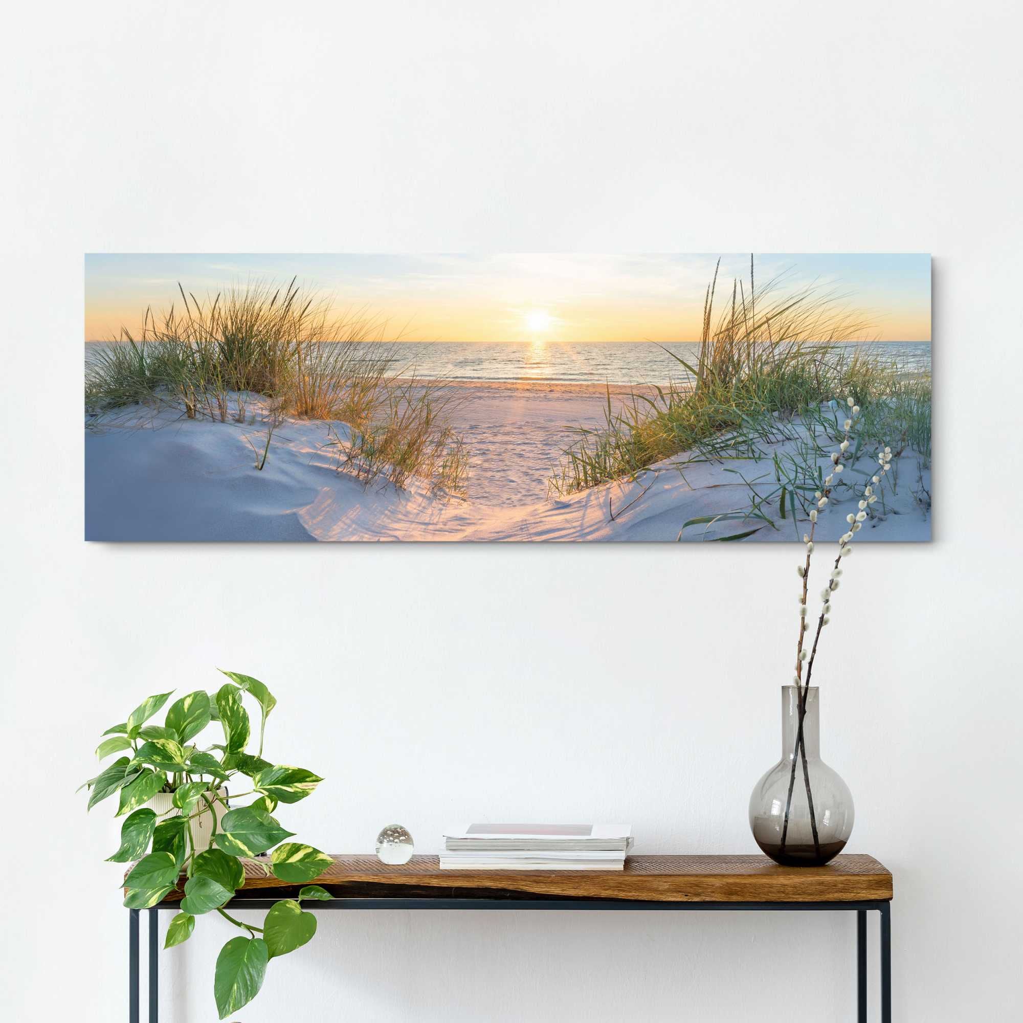 Reinders! Deco-Panel »Sonnenuntergang in den Dünen«, Wohnzimmer - Beige - MDF - Wasser - 118x40 cm