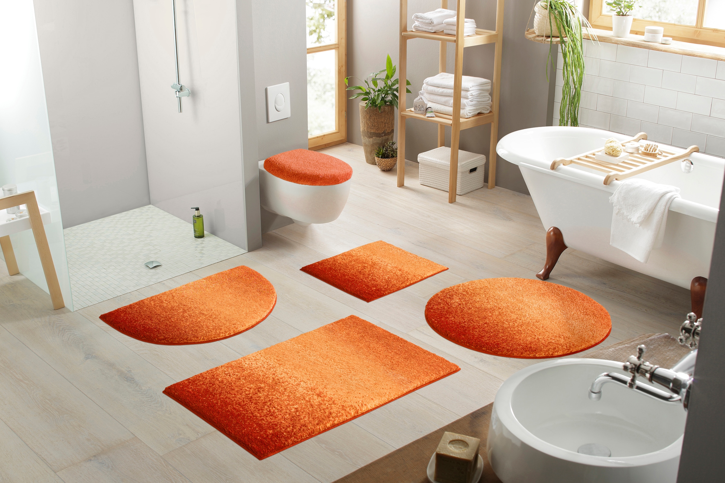 Grund Badematte »Mistral«, rutschhemmend beschichtet, fußbodenheizungsgeeignet, meliertes Design, Ombré-Look, auch als 3 teiliges Set, Made in Europe