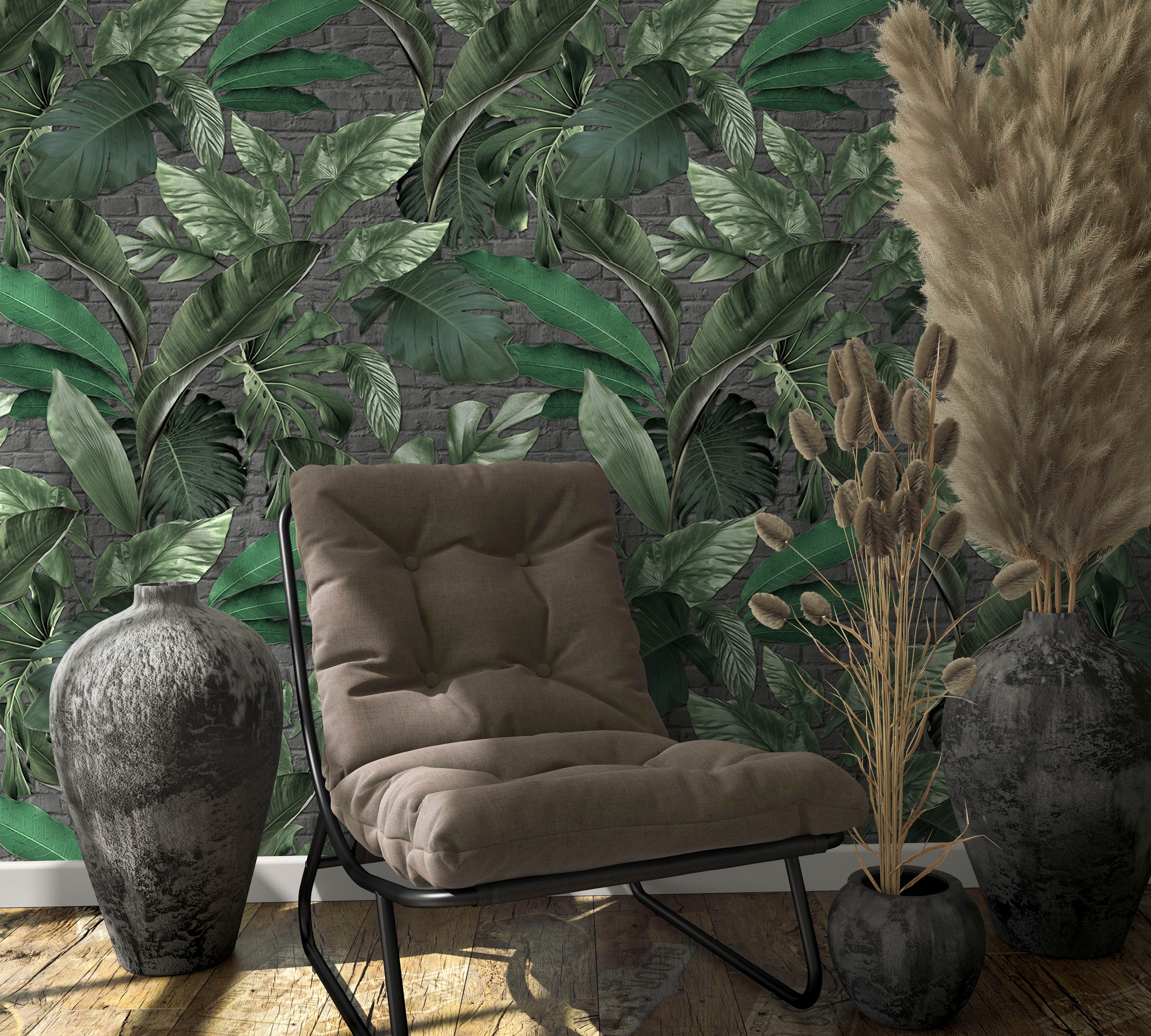 Marburg Fototapete "Leaves" Motiv botanisch texturiert moderne Tapete für Wohnzimmer Schlafzimmer Küche