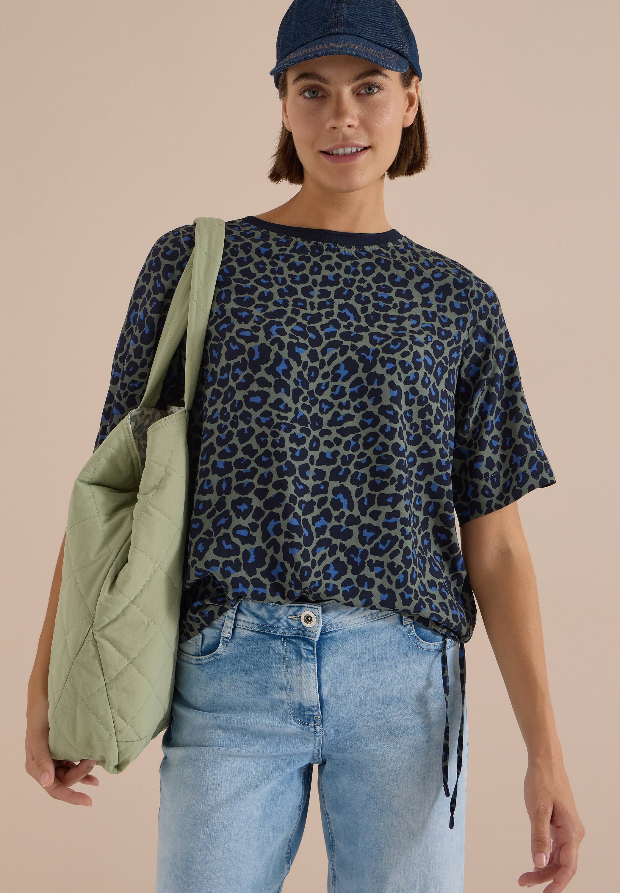 Cecil Shirtbluse mit Animal-Print, Rundhalsausschnitt, Viskose