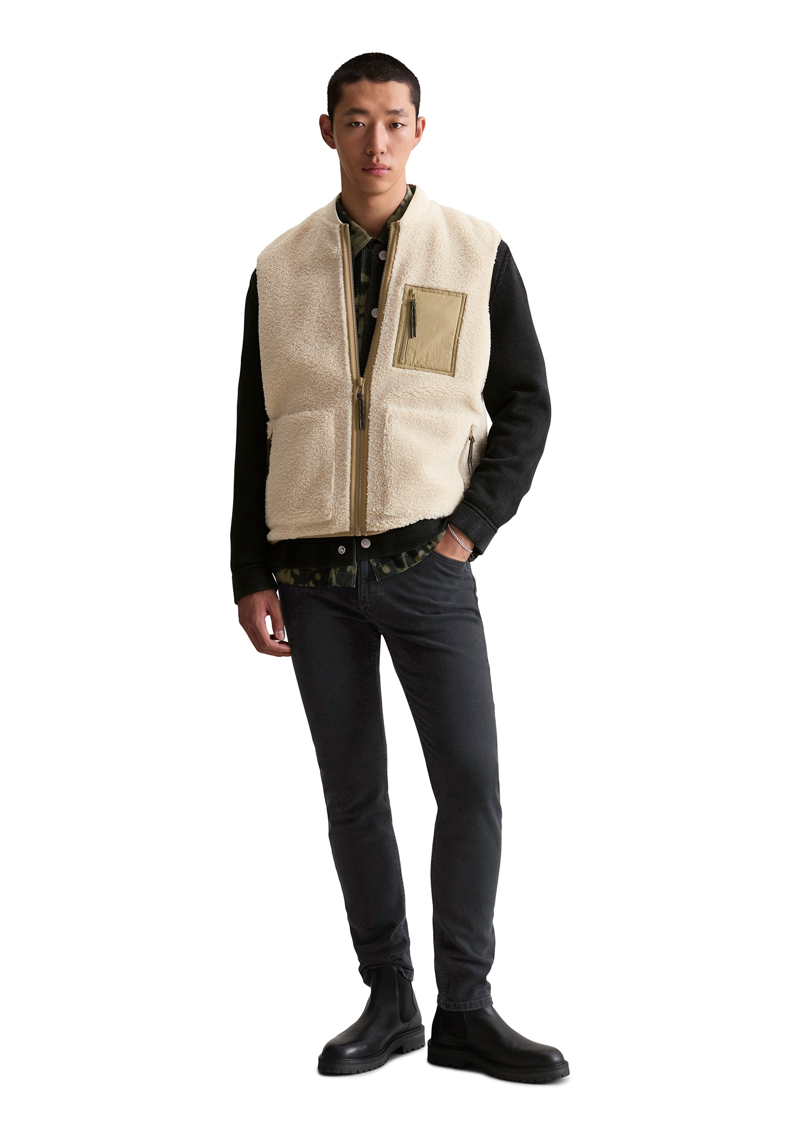 Marc O'Polo DENIM Steppweste »mit Nylon-Brusttasche«