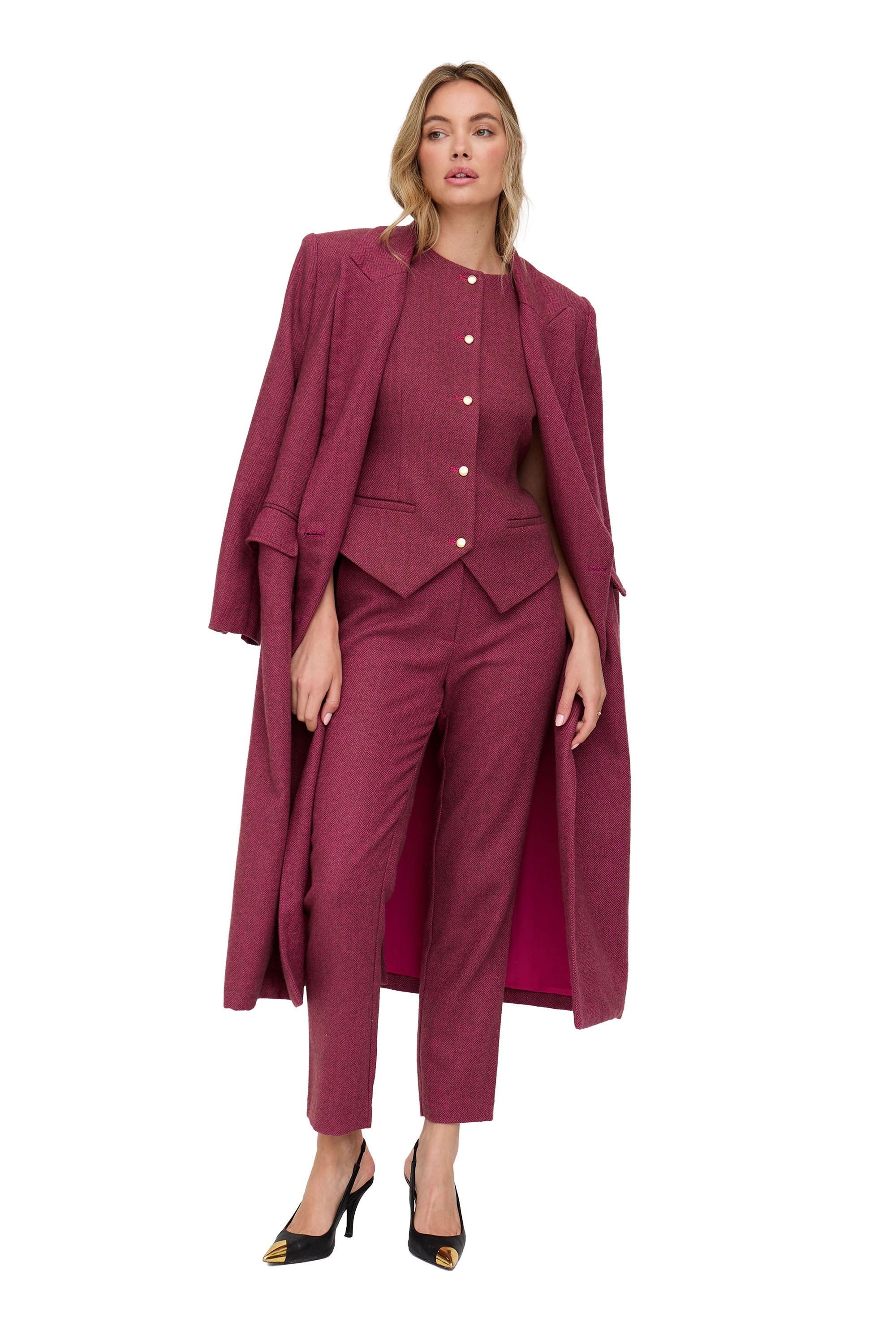 Lily and Lionel Langmantel "Jakki Tailored Herringbone Print Coat Damen" günstig online kaufen